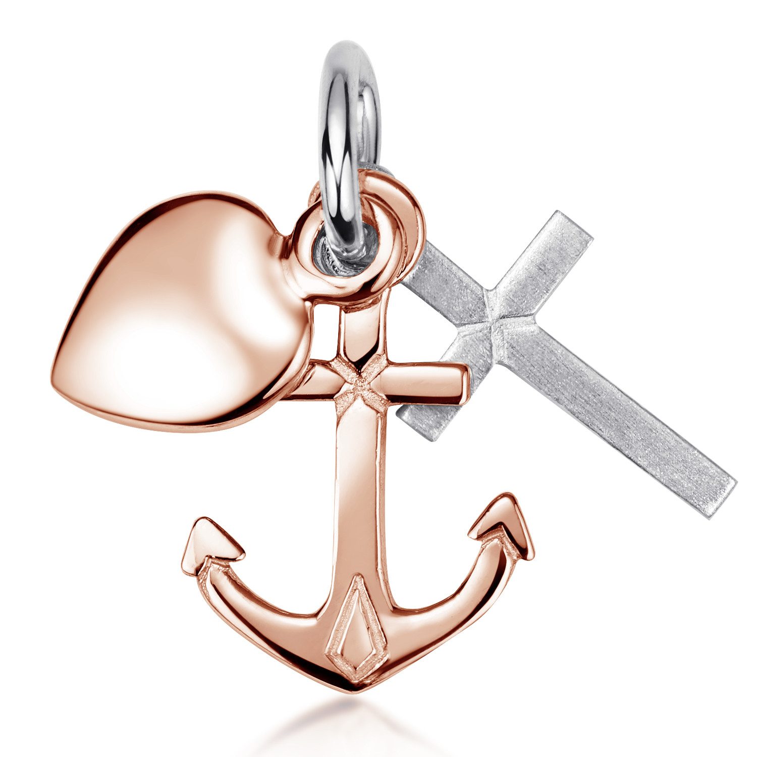 Materia Kettenanhänger Glaube Liebe Hoffnung bicolor KA-234, Aus 925 Sterling Silber, teilvergoldet