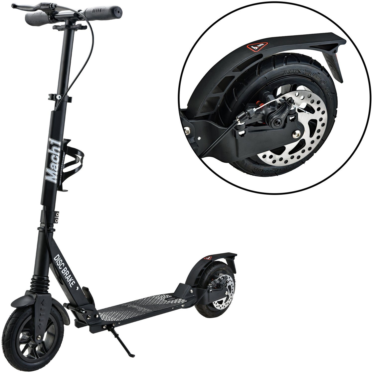 mit Cityroller Mach1 Tretroller Scheibenbremse 200x40mm Reifen Kickscooter Luft und