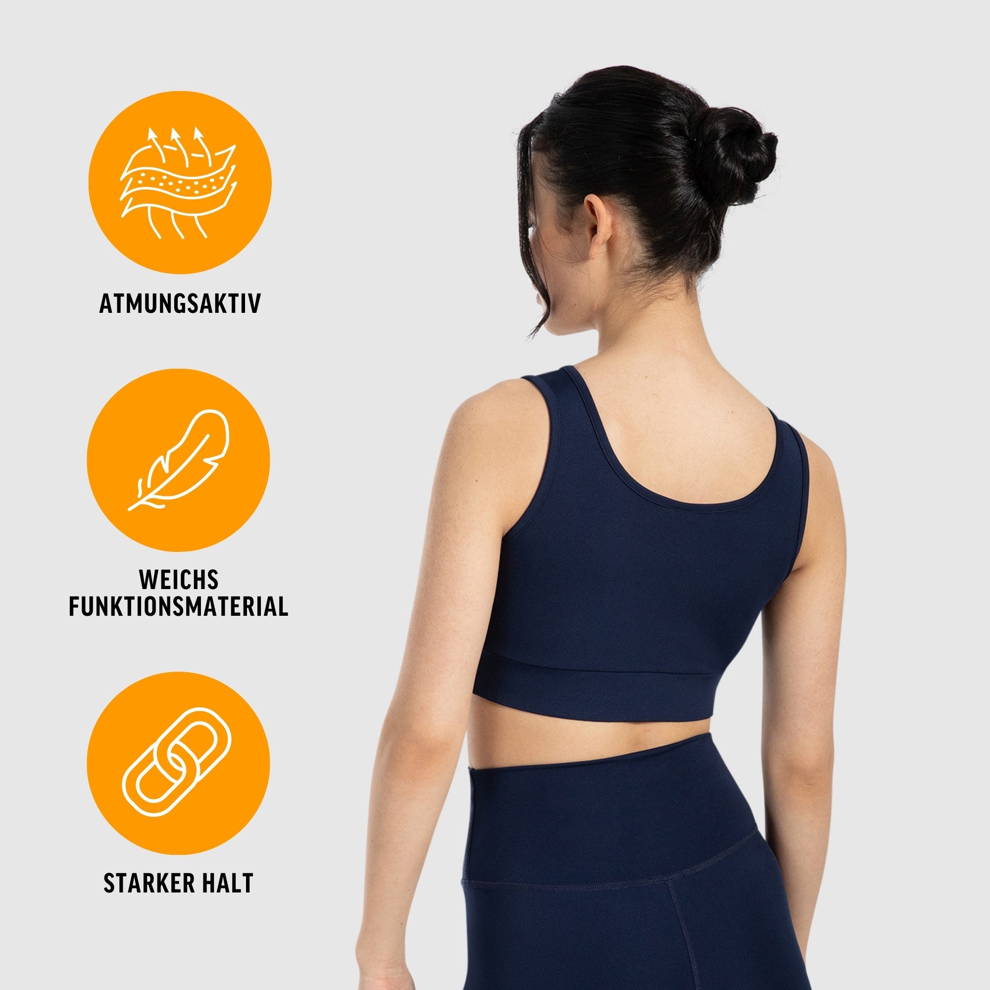 Smilodox Sport-BH SoftFeel Debby, High Support Bra, atmungsaktiv & schnelltrocknend Breites Unterbrustband, elastisch feuchtigkeitsableitend, Yoga Pilates