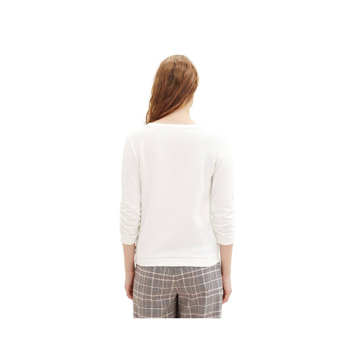 TOM TAILOR Sweatshirt uni passform textil (1-tlg) off white