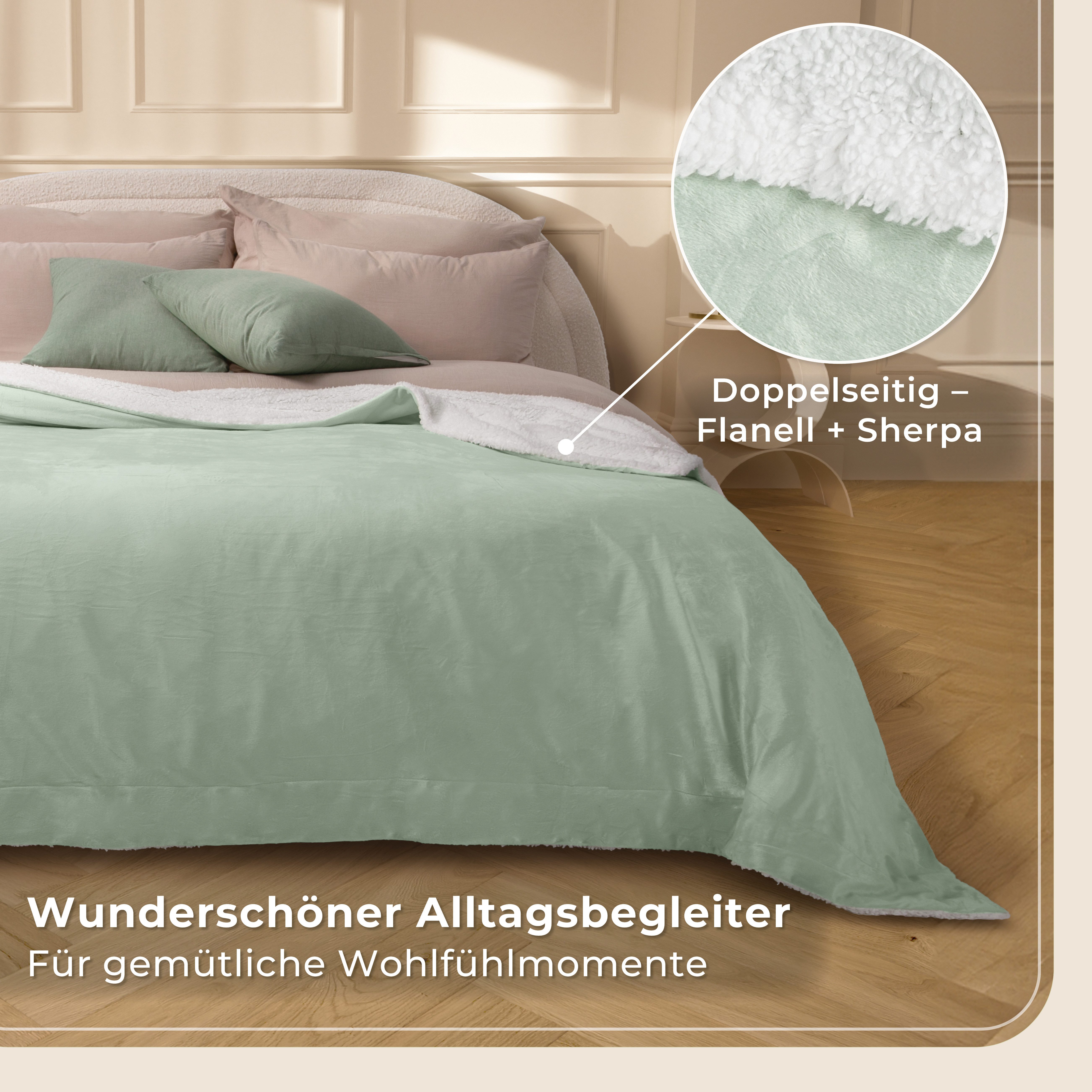 Wohndecke in Lammfell-Optik Kuscheldecke weich & flauschig - Sherpa Fleecedecke, Gräfenstayn, Warme Wolldecke & Sofaüberwurf Tagesdecke für Couch & Sofa – Bild 4 von 5