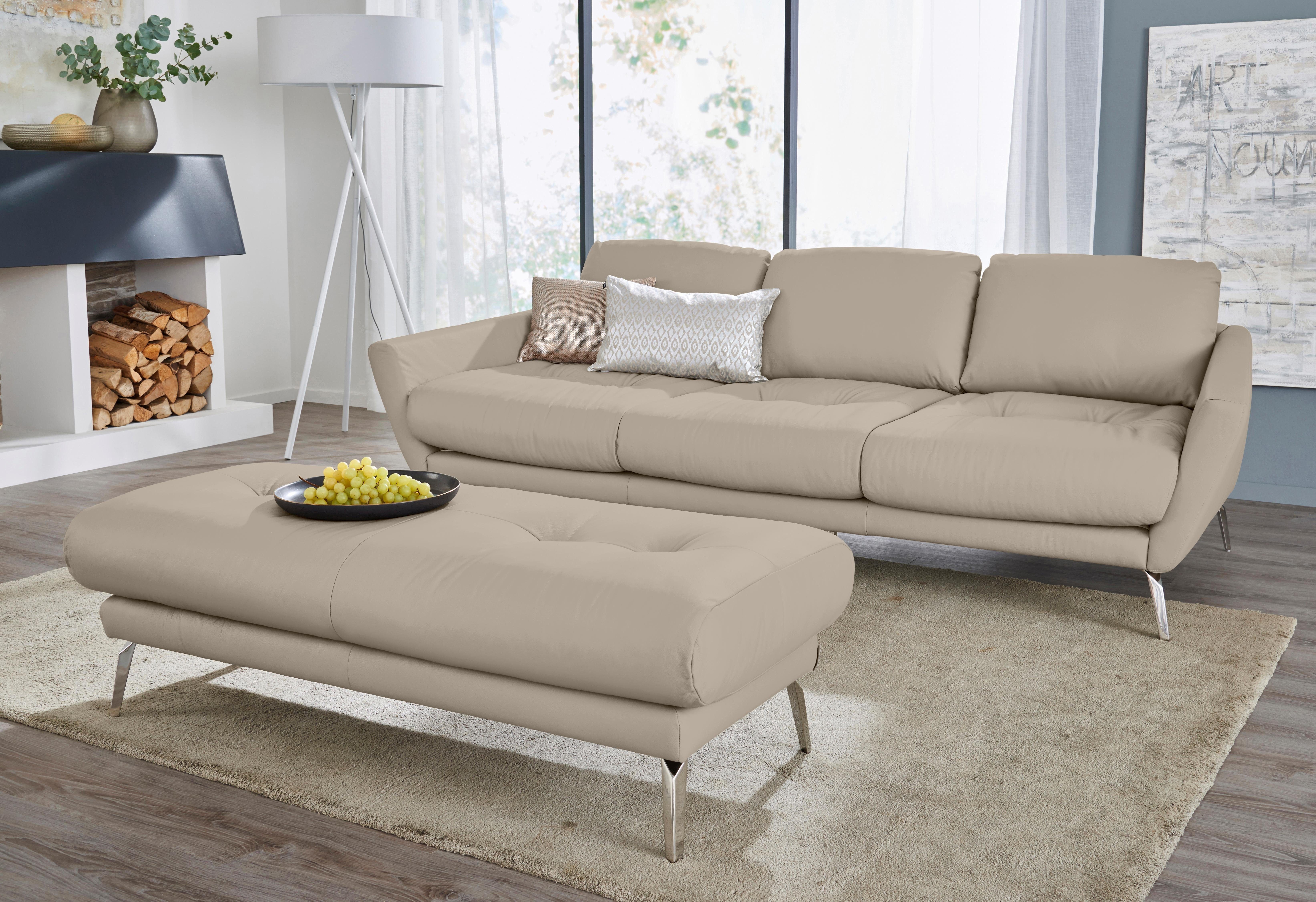 W.SCHILLIG Big-Sofa glänzend softy, Sitz, Heftung dekorativer im Chrom mit Füße