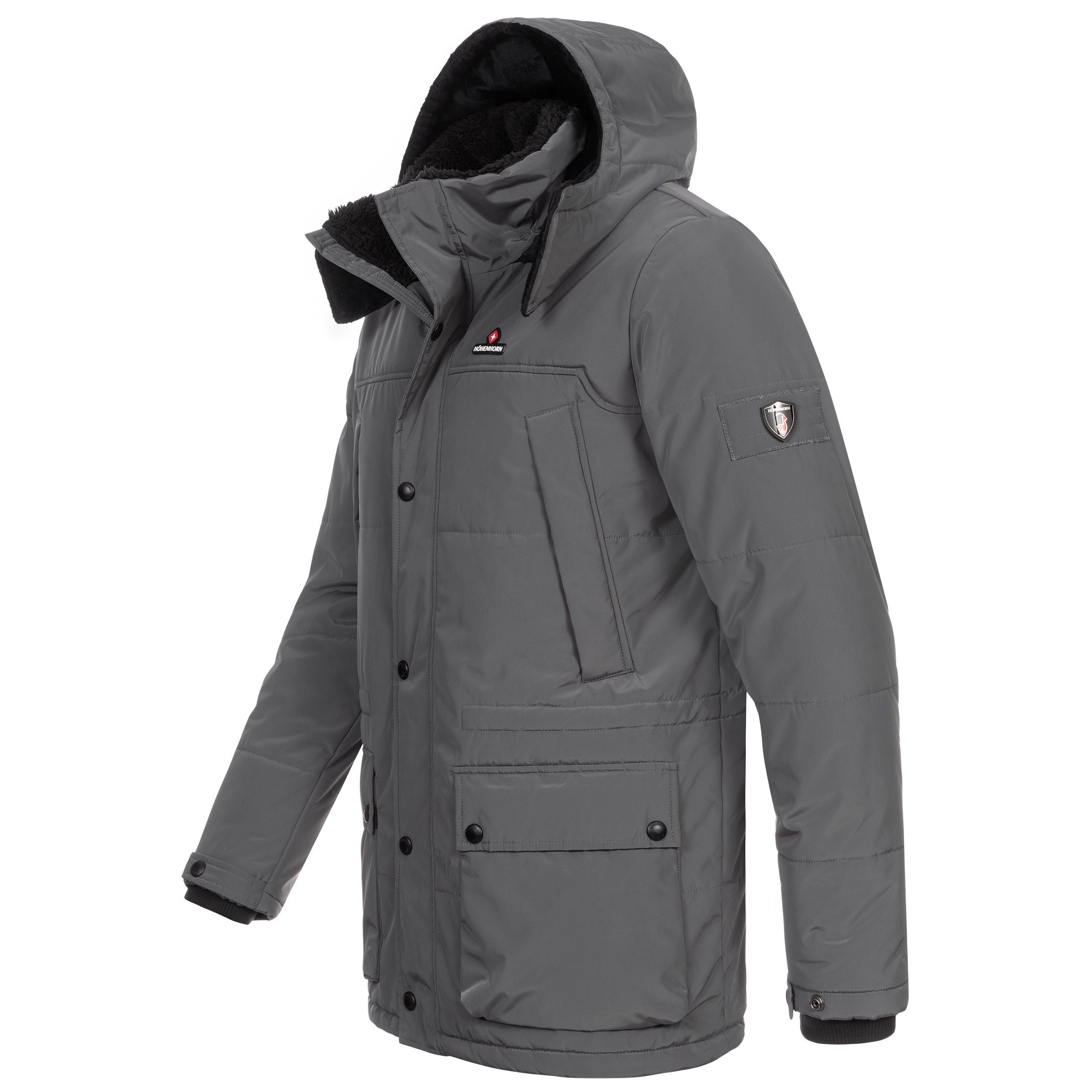 Höhenhorn Gefüttert Herren Winterjacke Mangard Winterjacke Winter Parka Grau Steppjacke Jacke