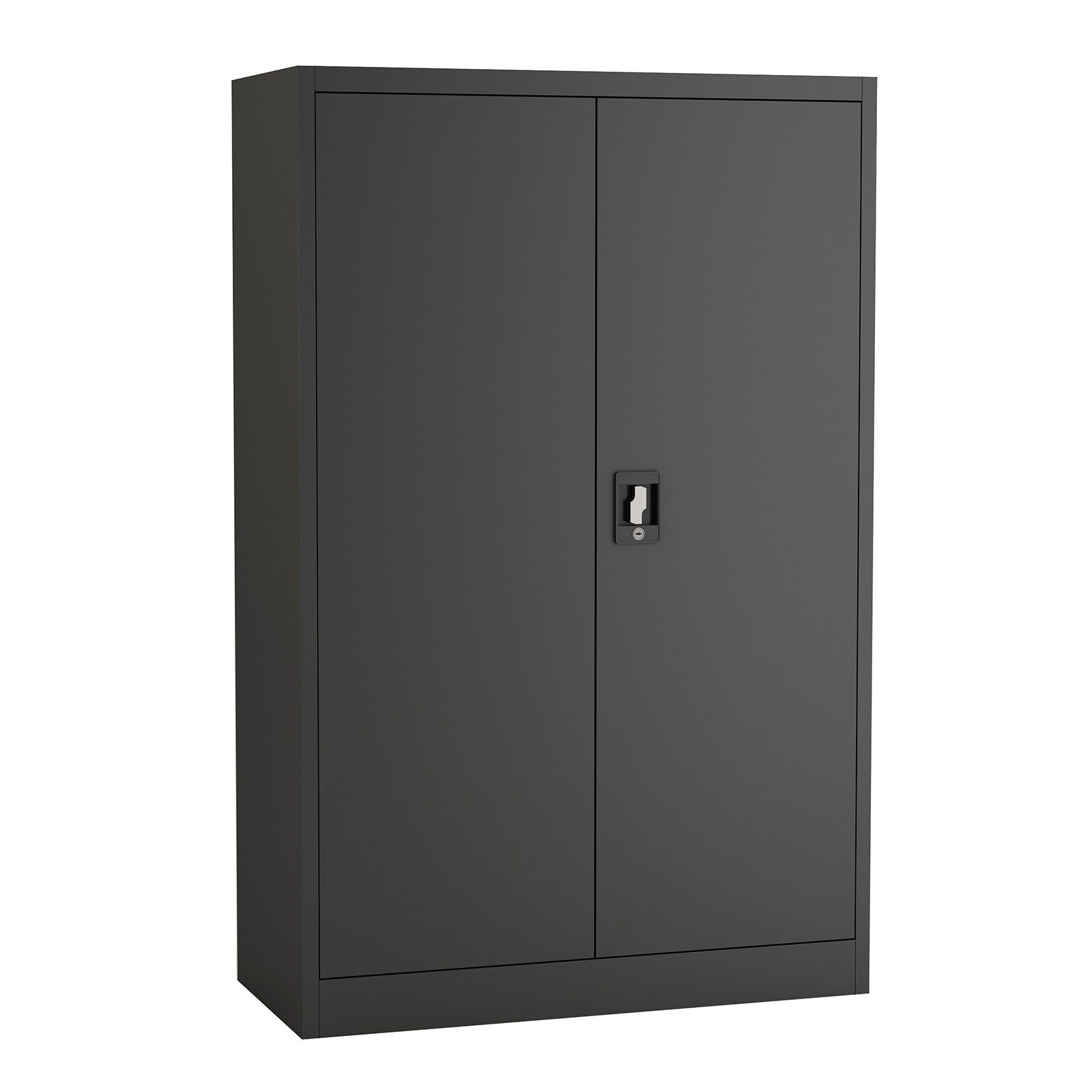 schwarz schwarz Mehrzweckschrank Flügeltürenschrank Midori Schloss Büroschrank abschließbar 3 mit Aktenschrank Einlegeböden (1-St) Stahlschrank |