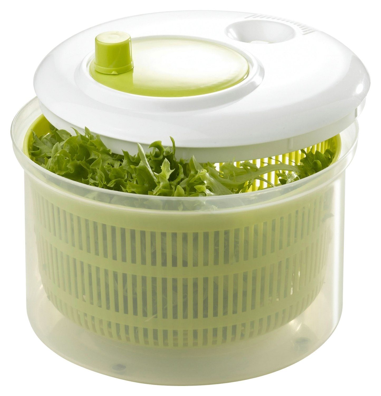 Salatschleuder mit Grün, cm, mit Kunststoff, integriertem GINNY, Ø Siebeinsatz, 22 Weiß, Ausgießer Deckel