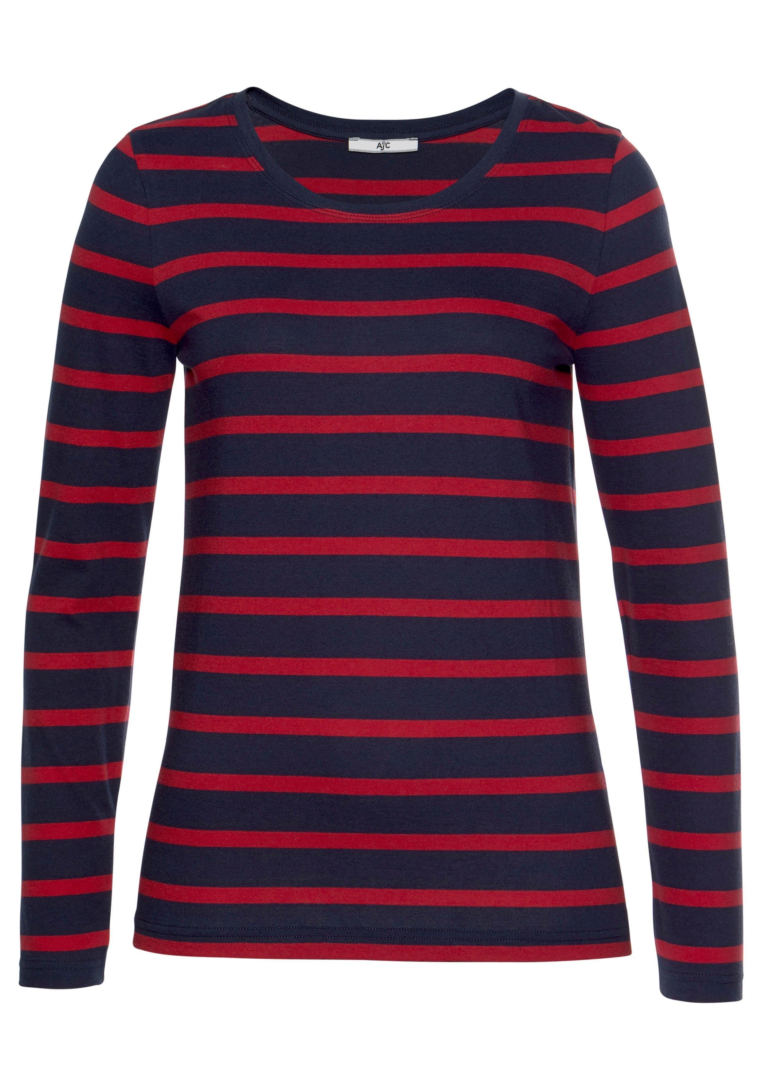 AJC Langarmshirt gestreift, Rundhalsausschnitt, aus Baumwolle, aus Single Jersey. Reduzierter Preis € 22,99. Unverbindliche Preisempfehlung € 27,99