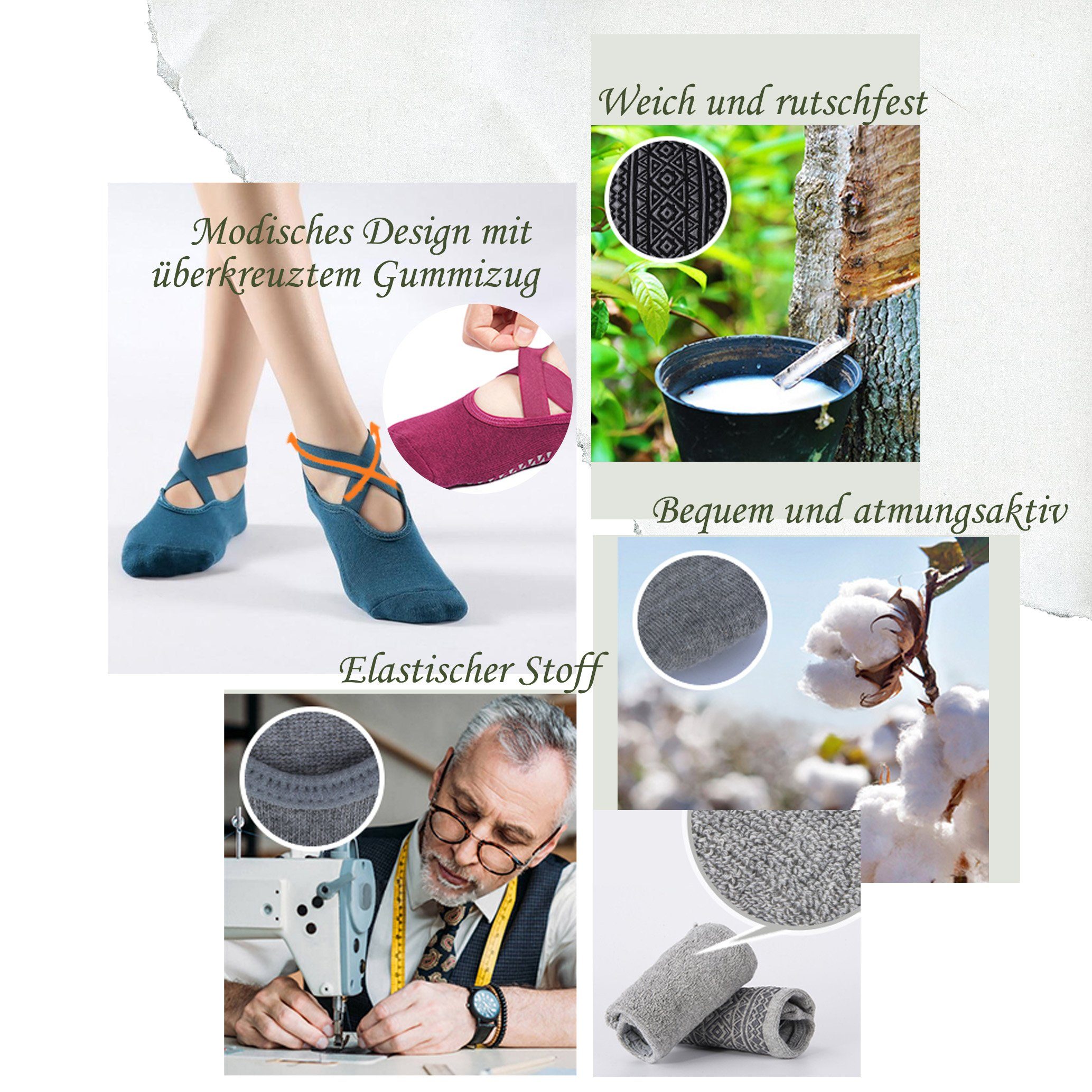 GOLDEN Sportsocken rutschfeste Socken Damen für Yoga Pilates Tanz Ballet mit Griffen