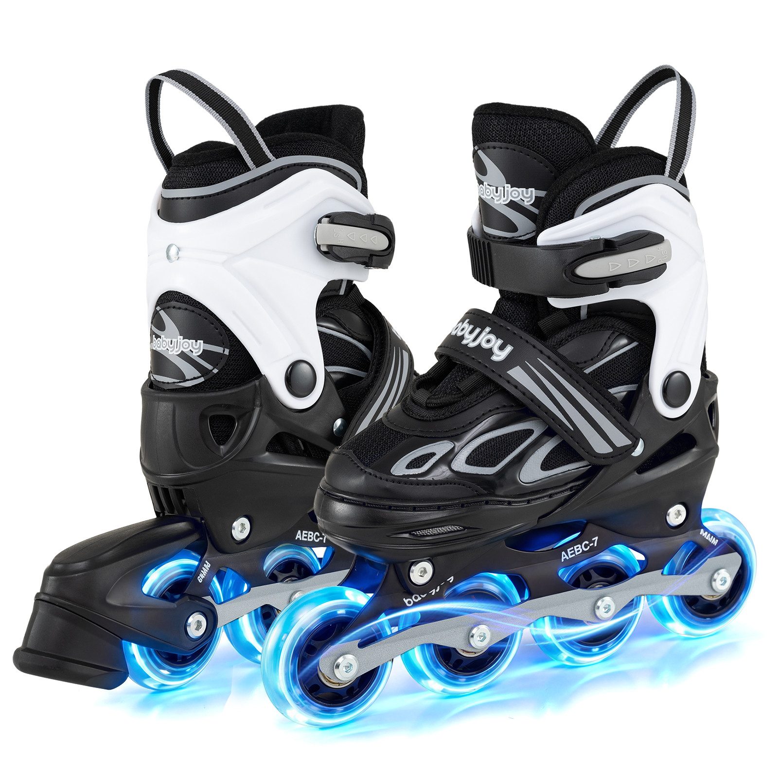 COSTWAY Rollschuhe Einstellbare Inlineskates für Kinder, mit leuchtenden Rädern