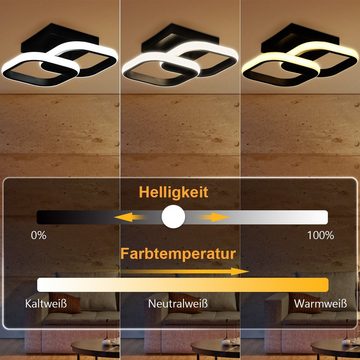 oyajia Deckenleuchte 12/16W Schwarz LED Deckenleuchte, Dimmbar LED Doppelte Deckenlampe, LED fest integriert, Kaltweiß/Naturweiß/Warmweiß, Modern Wandleuchte, für Wohnzimmer Schlafzimmer Küche Balkon Flur