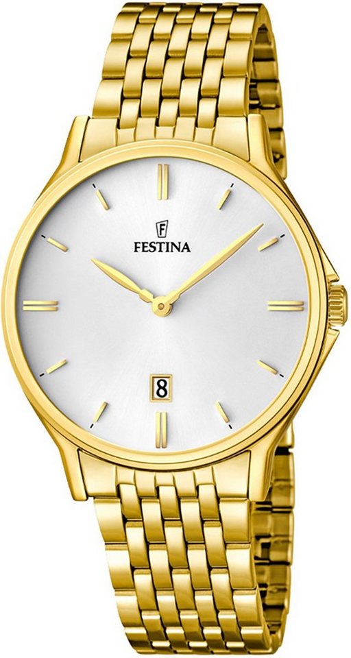 Festina Quarzuhr Festina Herren Uhr F16746/1 Analog, Herren Armbanduhr  rund, Edelstahlarmband gold