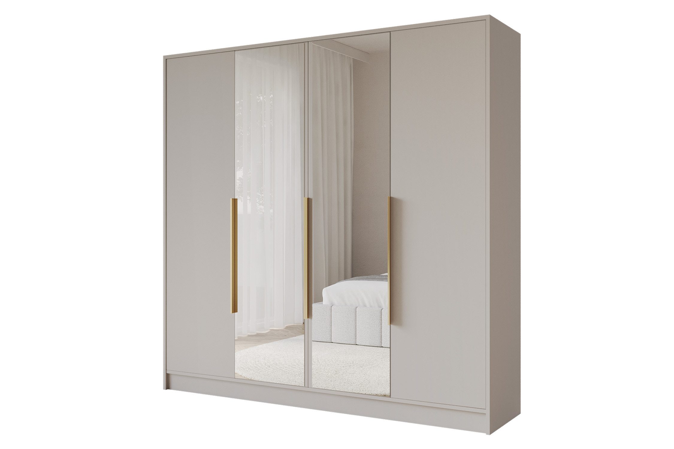 ALTDECOR Drehtürenschrank LESE (Kleiderschrank Garderobenschrank mit viel Stauraum, Moderner Schrank) Vielseitiger Drehtürenschrank mit Spiegeltüren Spiegel Flügeltüren