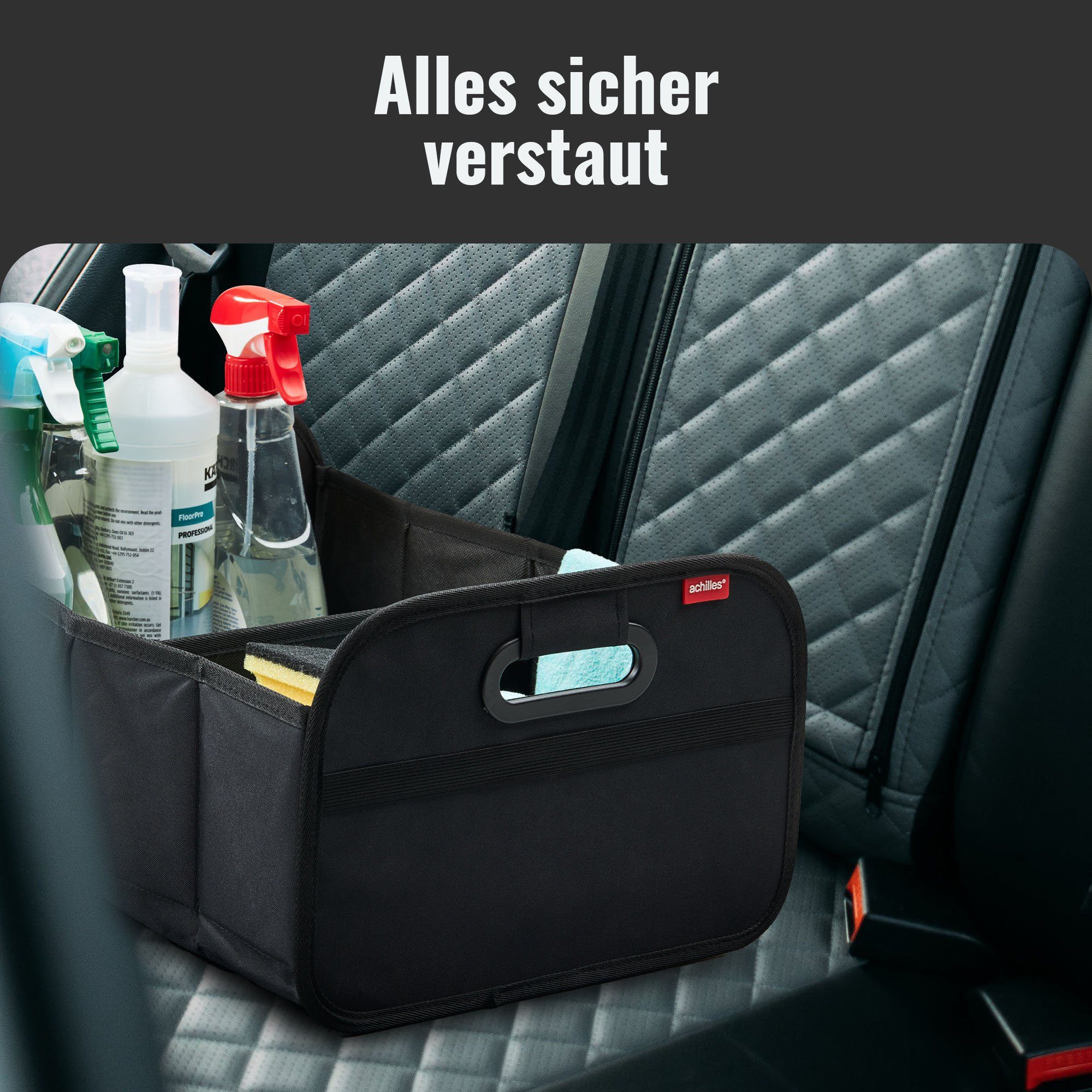 Robuste Einkaufskorb Kofferraumtasche Faltbarer mit achilles Henkel, mit 44x32x22cm Auto-Organizer Einkaufschip,