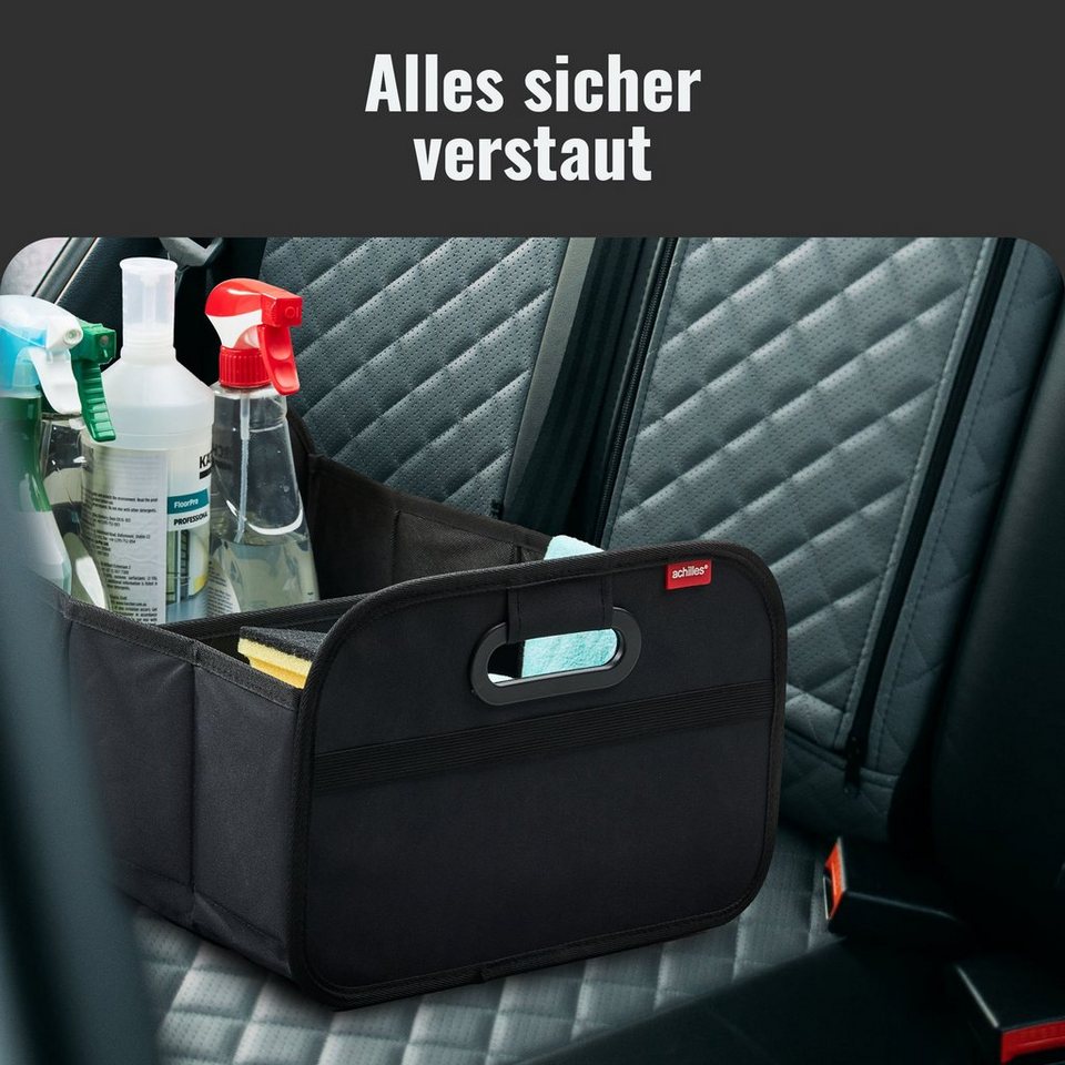 achilles Einkaufskorb Robuste Kofferraumtasche mit Einkaufschip, Faltbarer  Auto-Organizer mit Henkel, 44x32x22cm