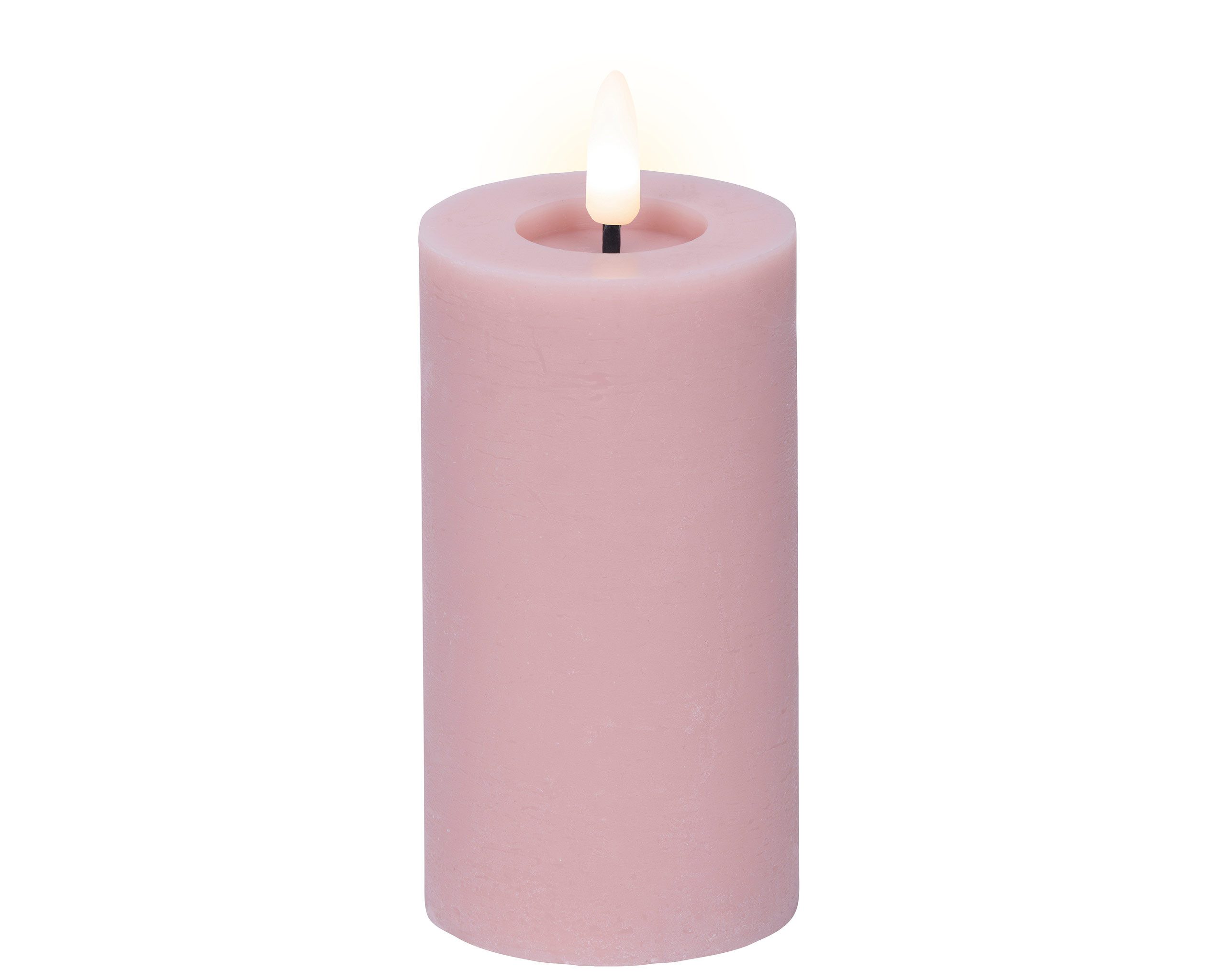 Lumineo LED-Kerze, LED Kerze mit Timerfunktion 7x15cm Wachs Rustik Rosa War günstig online kaufen
