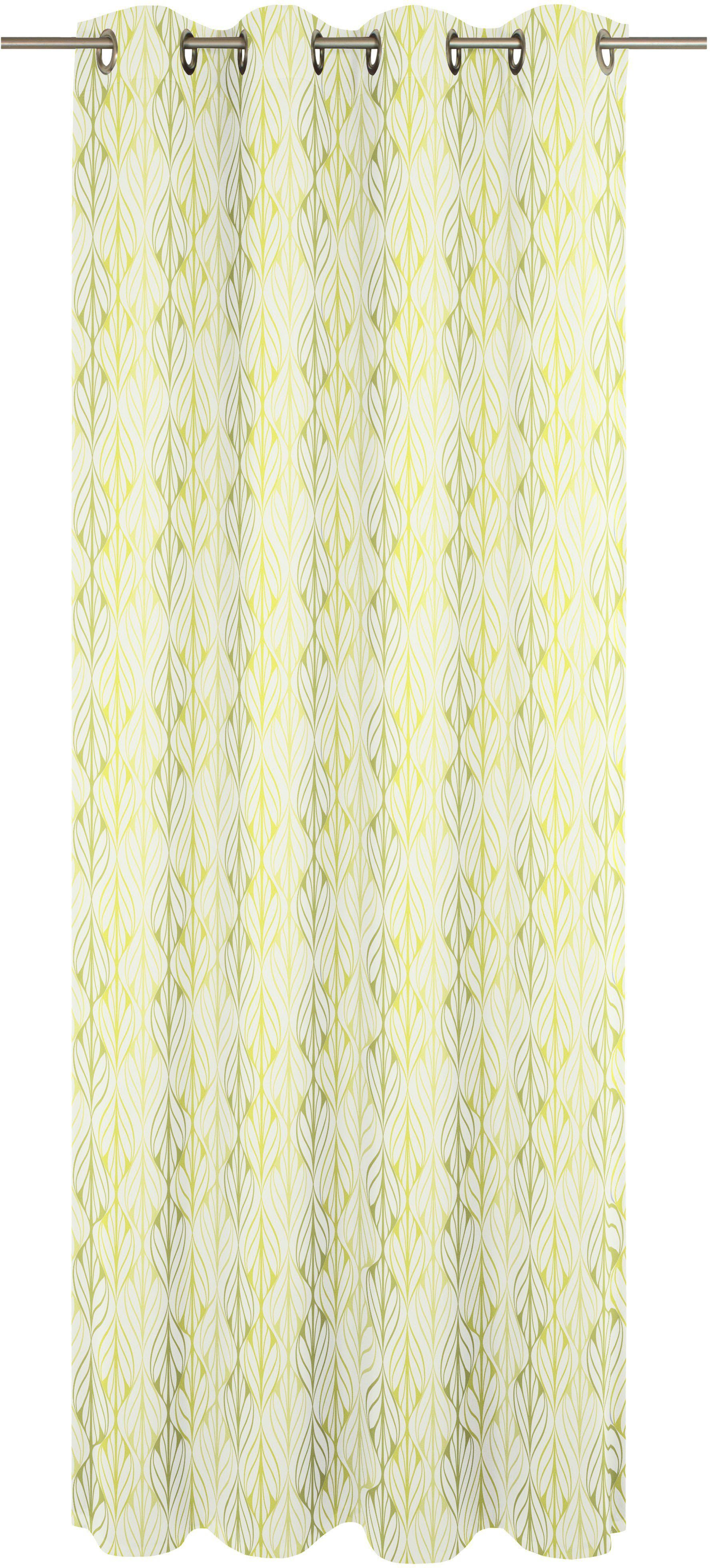 Vorhang Wave, Adam, Ösen St), blickdicht, Jacquard, nachhaltig aus Bio-Baumwolle (1 natur/hellgrün/gelb