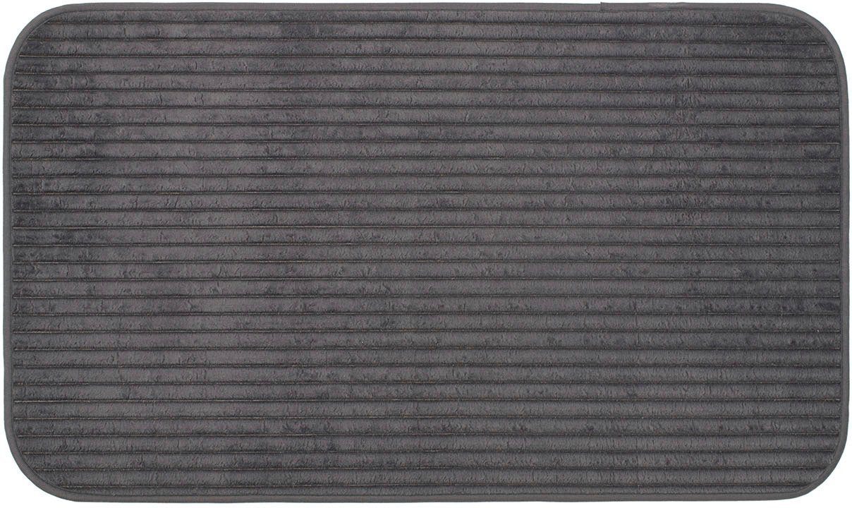Gözze Badematte Berlin, Höhe 7 mm, rutschhemmend beschichtet, fußbodenheizungsgeeignet, Polyester, rechteckig, Badteppich, Uni Farben, Cord Optik, waschbar
