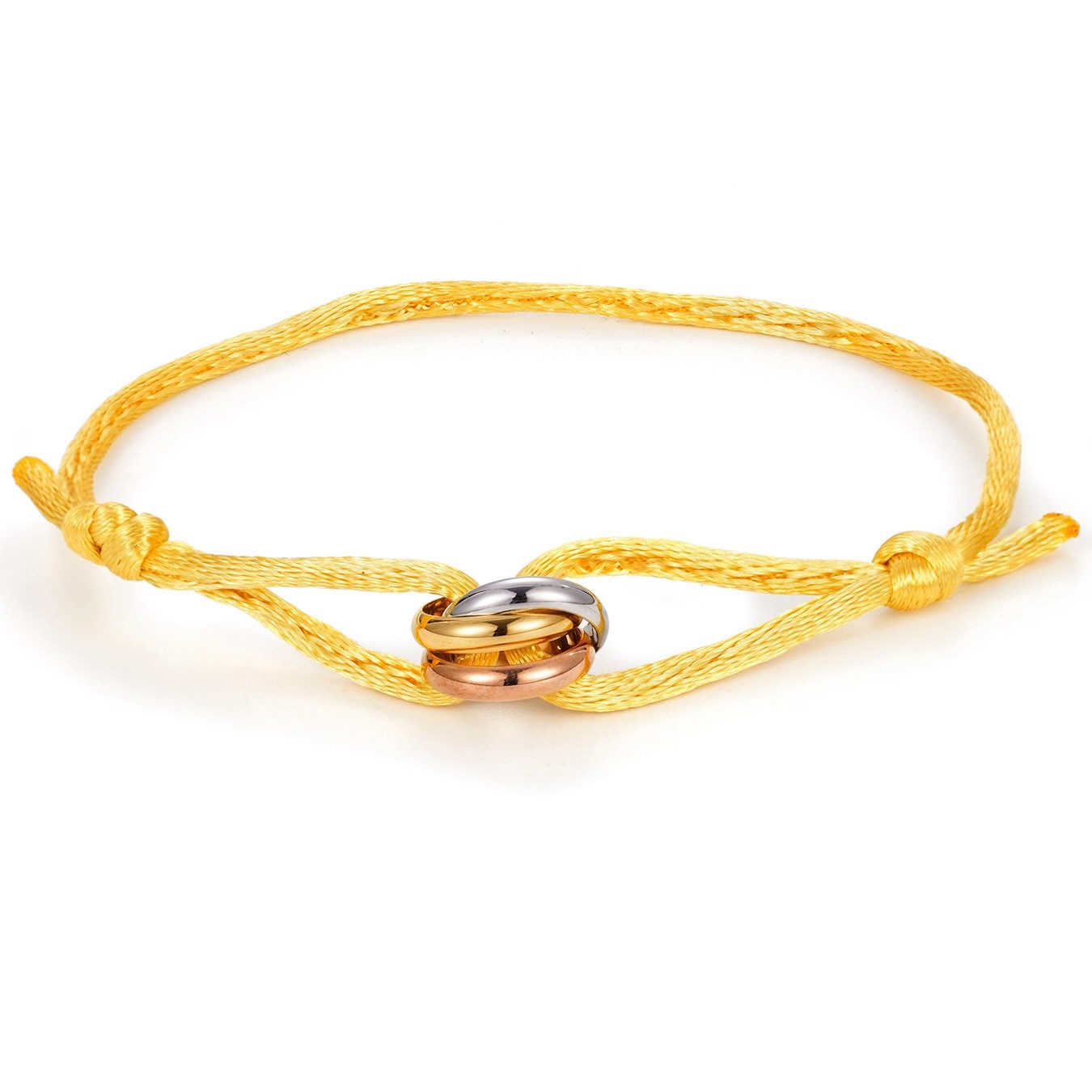 Kim Johanson Armband Tricolor (1-tlg., Inkl Geschenkbox), Edelstahl-Ring an Kordel, verstellbar