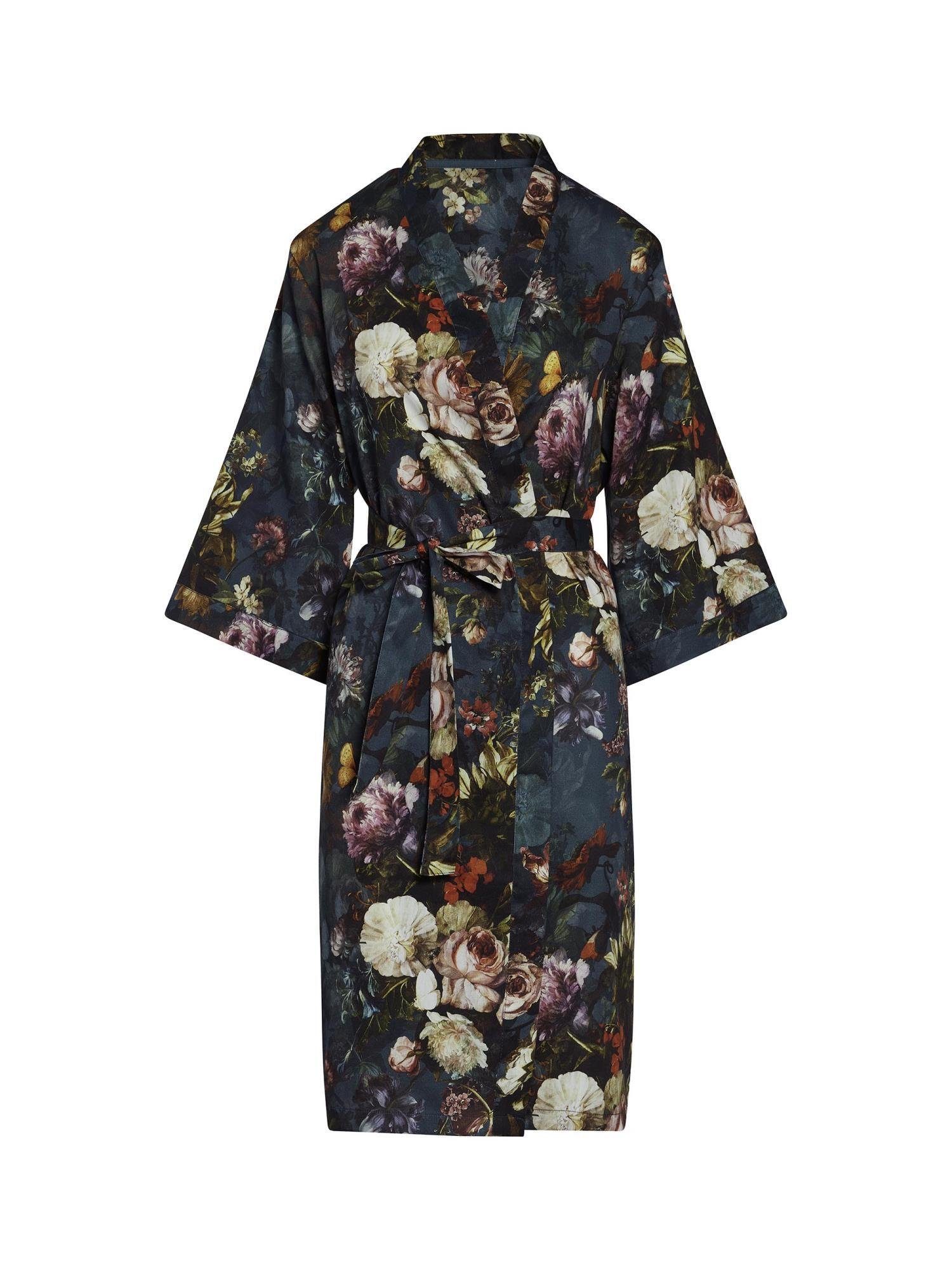 Essenza Kimono sarai karli, Kurzform, Baumwolle, Kimono-Kragen, Gürtel, mit wunderschönem Blumenprin deep sea blue