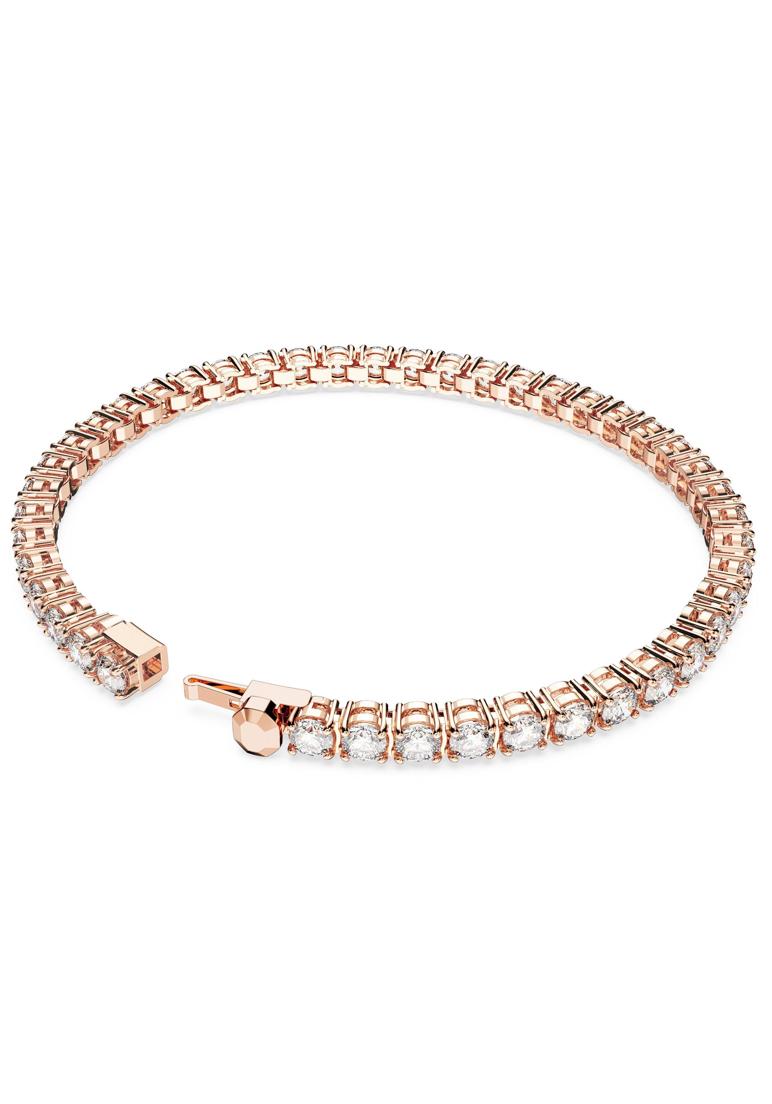 Swarovski roségoldfarben-kristallweiß mit Tennisarmband Kristall Matrix, Rundschliff, Swarovski®