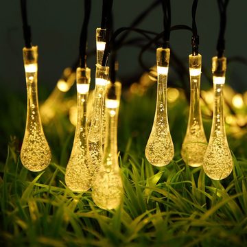 Globo LED Dekolicht, LED-Leuchtmittel fest verbaut, Warmweiß, Solar Lichterkette Aussen Solarlampe Garten Deko 40x LED Tropfen
