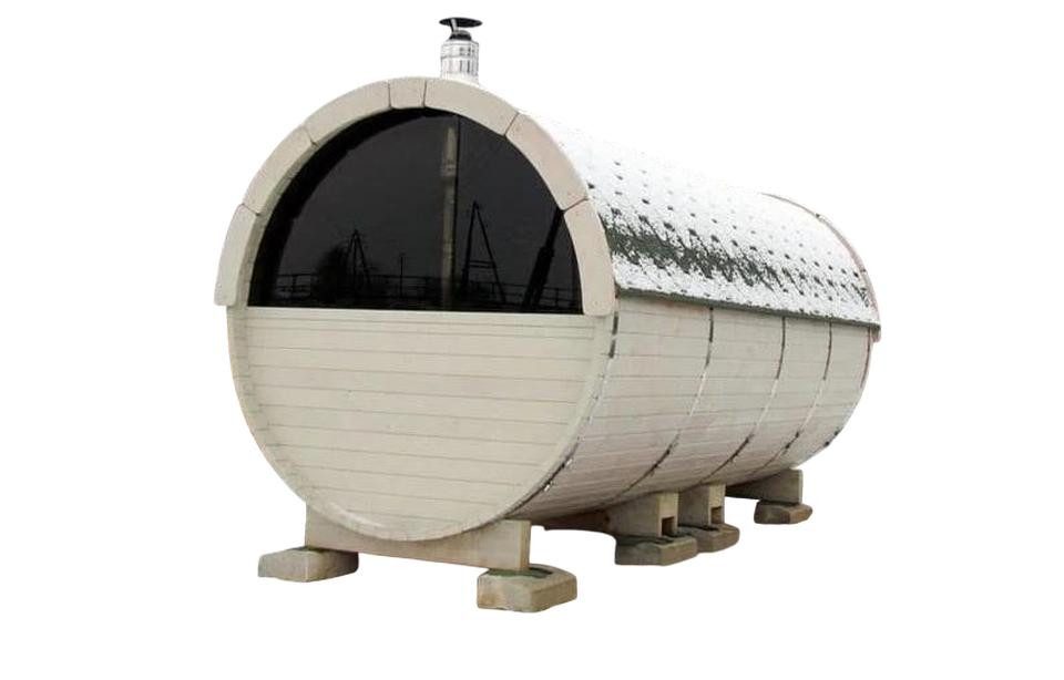 JVmoebel Fasssauna Saunafass Gartensauna Edelstahl Weiß Wellnessfass Naturfasssauna, (1-St) Made in Europe