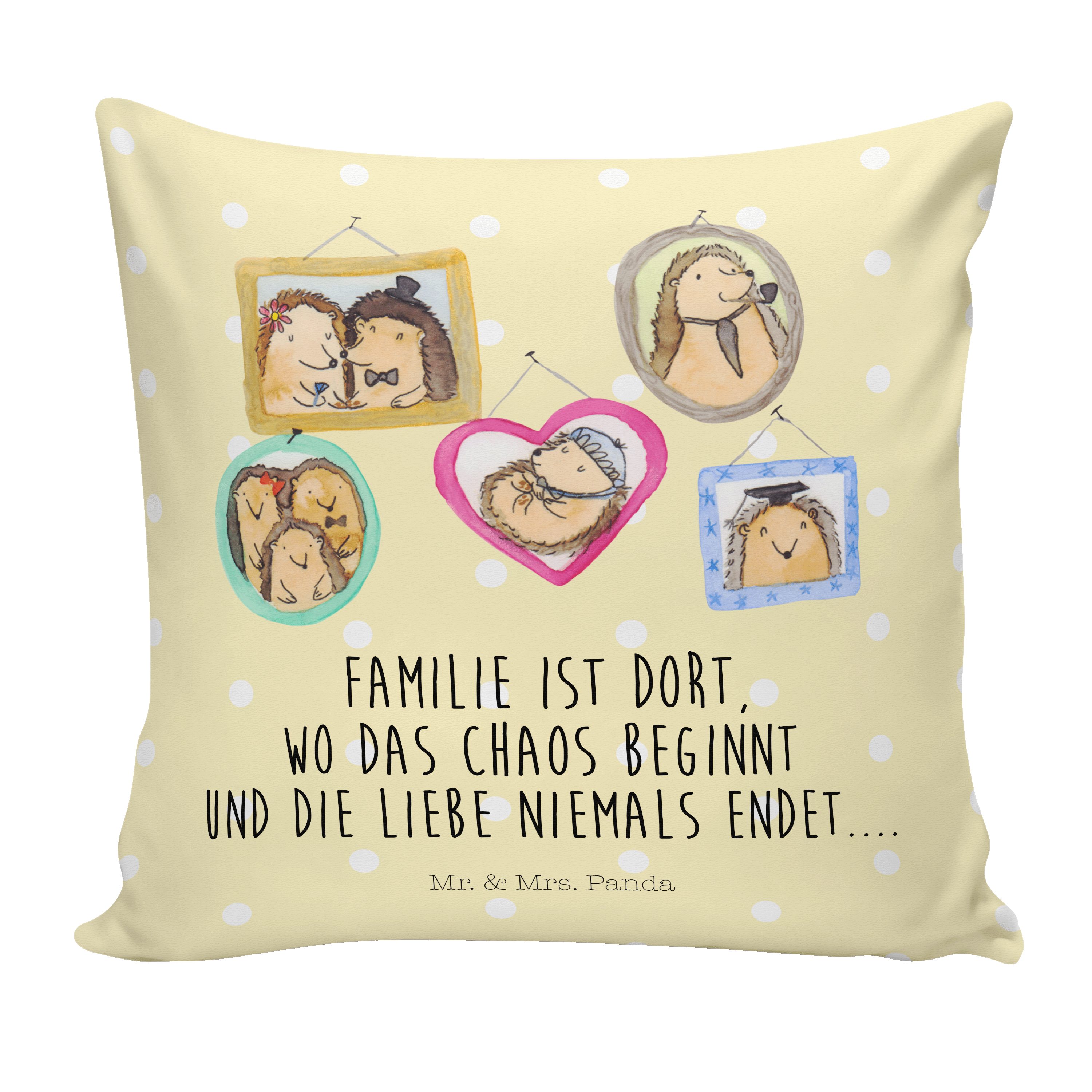 Mr. & Mrs. Panda Dekokissen Igel Familie Gelb Pastell Geschenk
