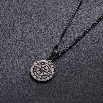 KARMA Statementkette Halskette Herren Edelstahl Kompass schwarz (Herrenschmuck mit Kompass), Herrenkette