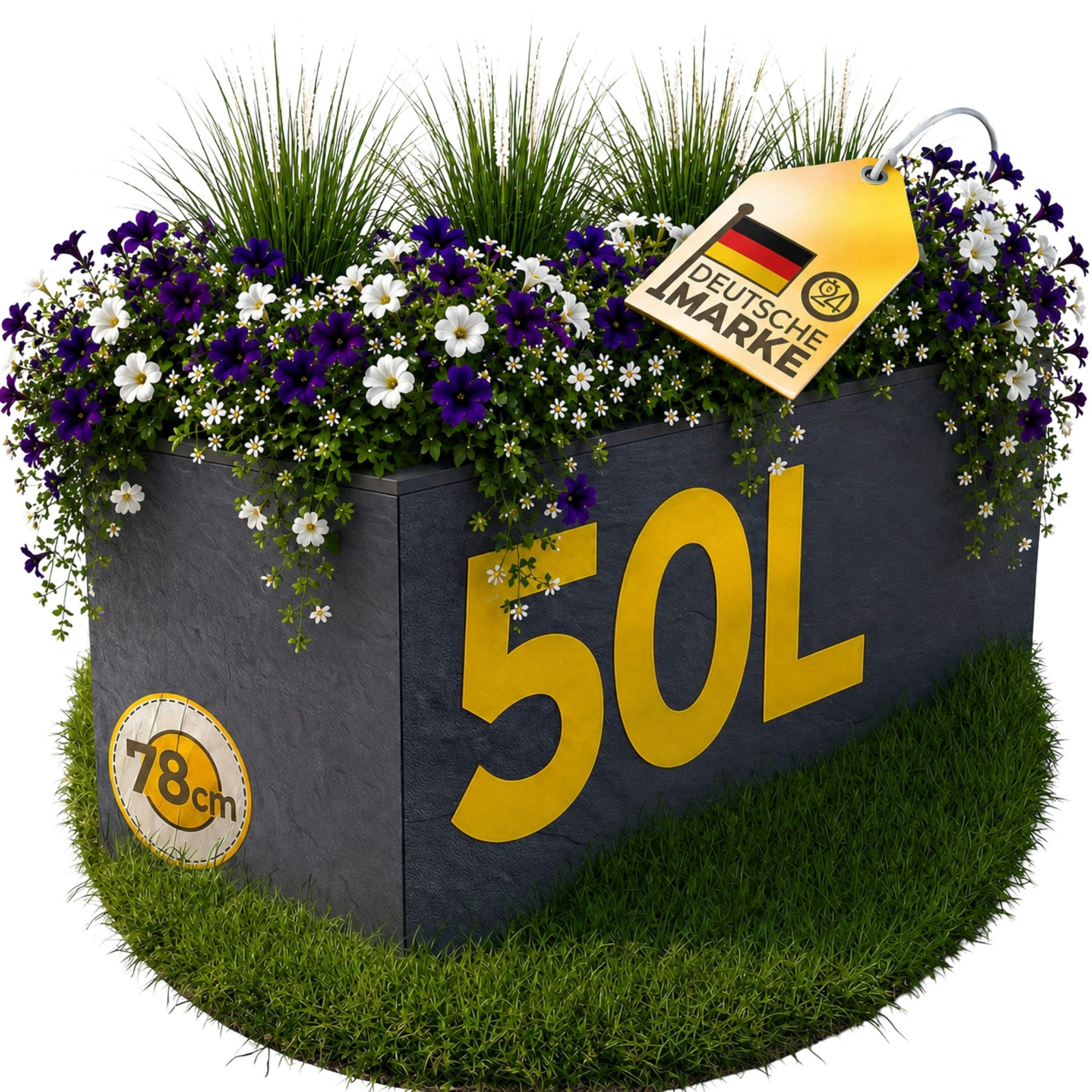 ONDIS24 Pflanzkübel Ondis24 Blumenkübel Vulkano, 50L Blumenkasten (1 St), mit cleverem Wasserspeicher am Boden