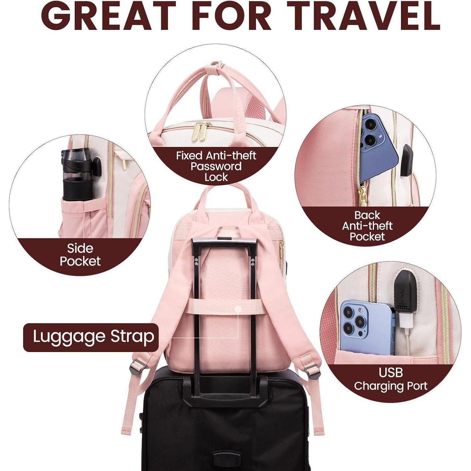 LuxusKollektion Laptoprucksack Damen Laptop Rucksack 15.6 Zoll Schulrucksack Wasserdicht