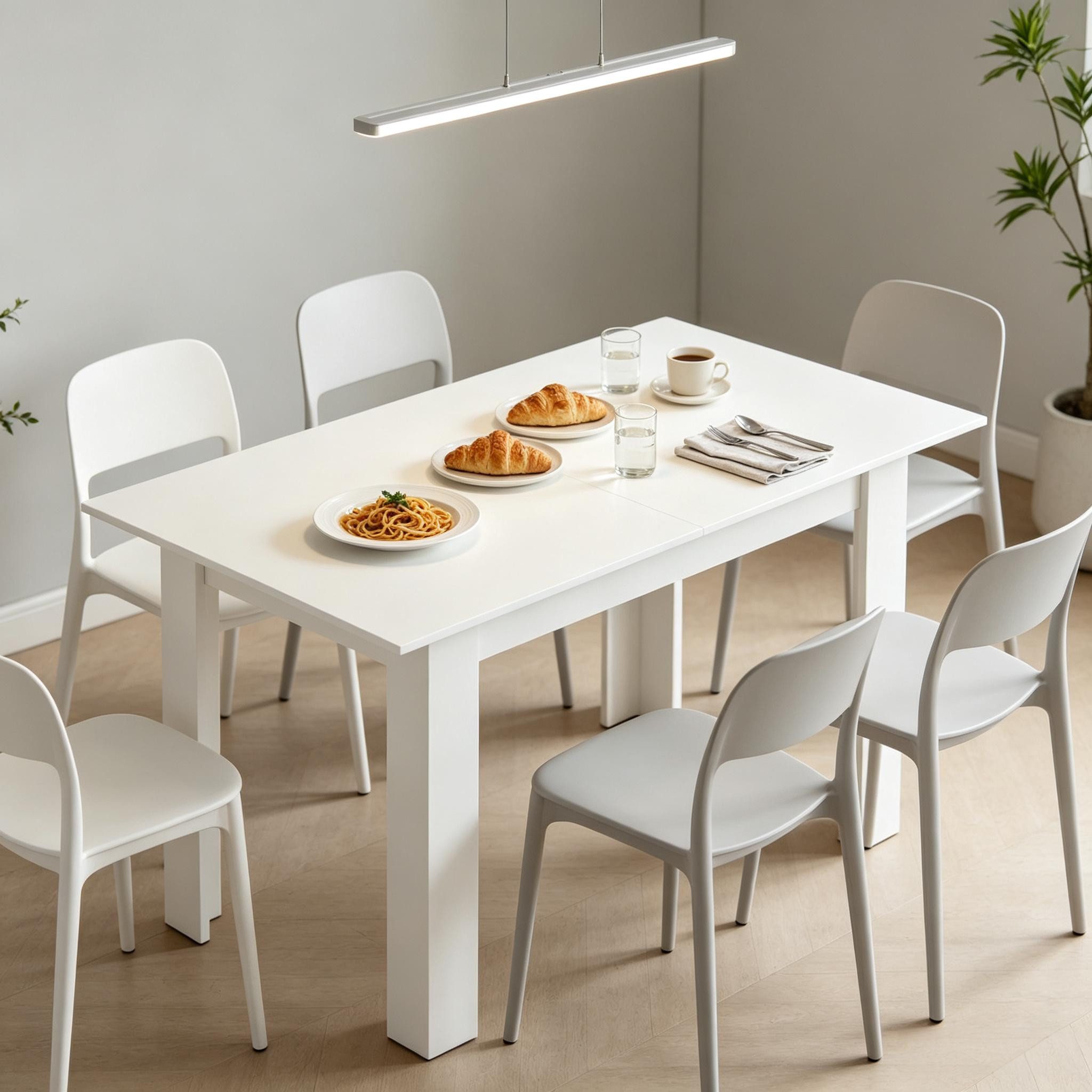 CHICFURN Esstisch Moderner ausziehbarer Tisch mit praktischer Verlängerung (Packung, 1-St., Vielseitig nutzbarer Kaffeetisch für Wohnbereiche), Weiß 180 x 80 x 75 cm