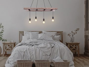 meineWunschleuchte LED Pendelleuchte, Dimmfunktion, LED wechselbar, Warmweiß, Balkenlampe mit Holz-balken hängend für Esstisch Kücheninsel L: 115cm