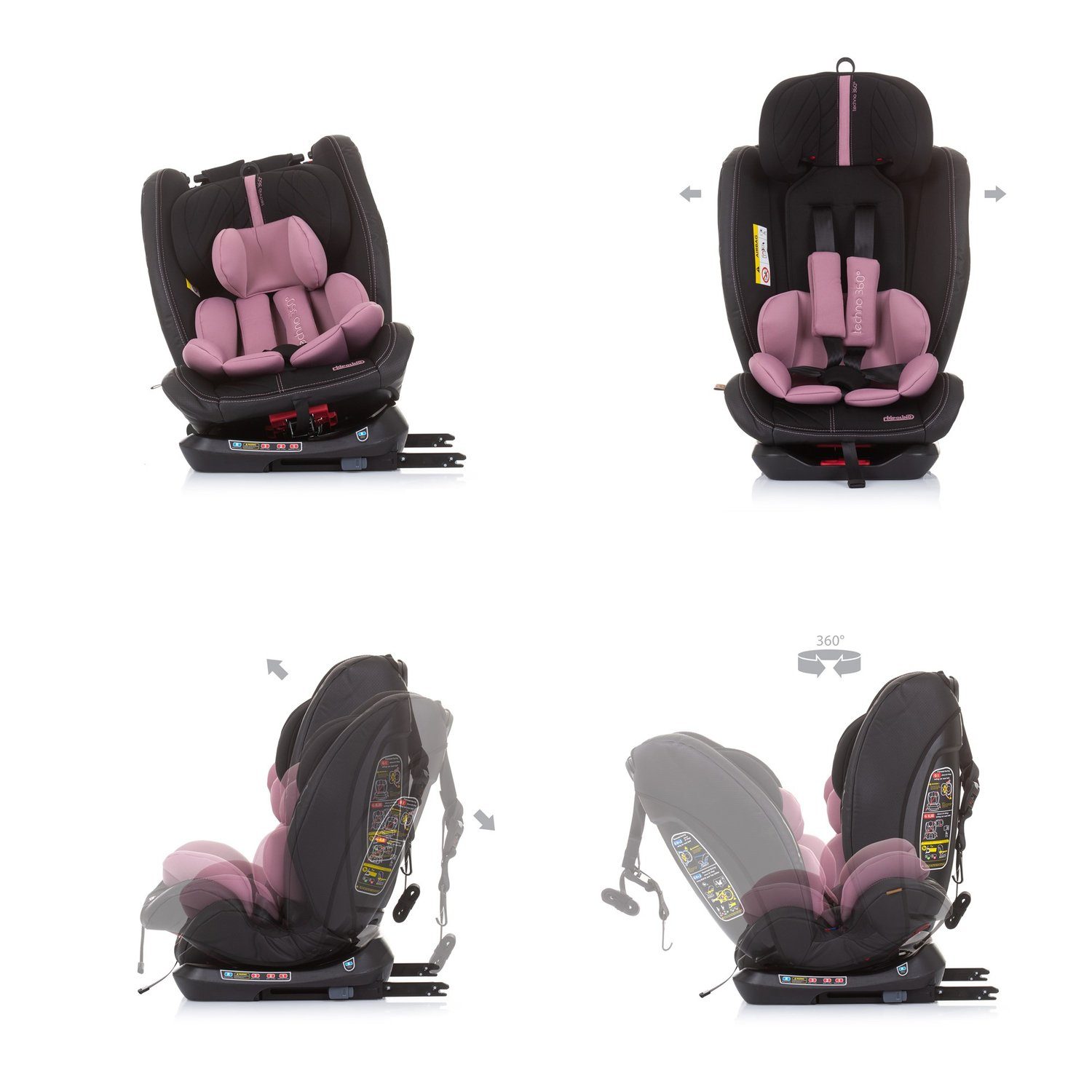 (0 kg) Isofix, Grad drehbar 360 36 Techno Chipolino Gruppe Kindersitz rosa bis: kg, 36 - Autokindersitz 0+/1/2/3,