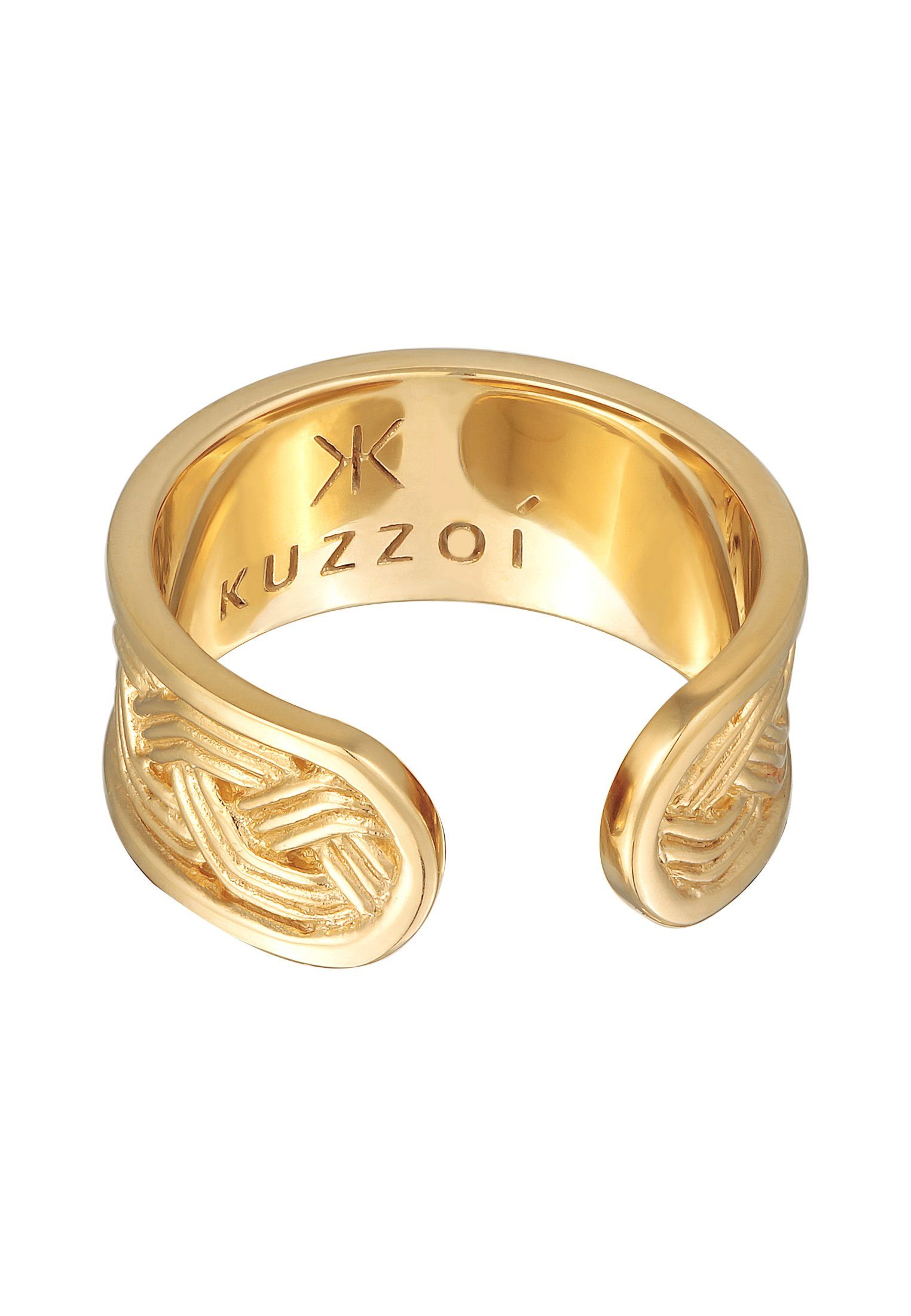 Kuzzoi Silberring Herren Bandring Offen Silber Ornament Gold 925 Design