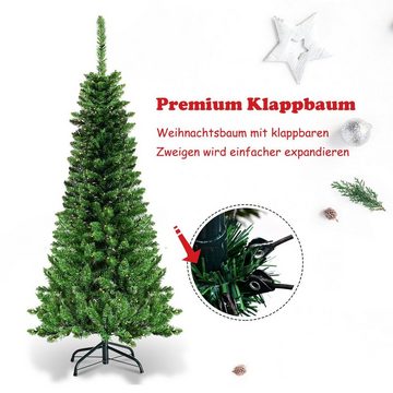 COSTWAY Künstlicher Weihnachtsbaum, mit 150 warmweißen LEDs, 226 PVC Spitzen
