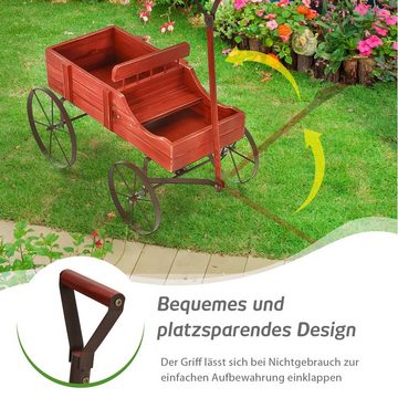 COSTWAY Blumenständer, Pflanzwagen mit 4 Metallrädern & Griff, 62x34x60cm