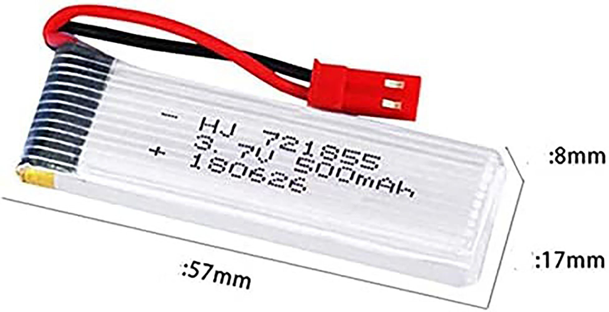 1 Stück Tuning LiPo Akku 500mAh 3,7V, passend für UDI RC U818, Drohnen-Akku