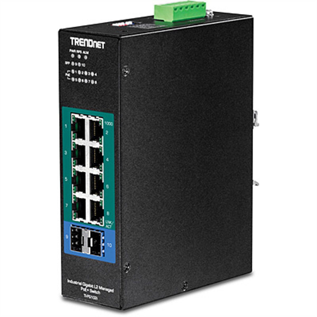 TI-PG102i 10-Port DIN-Rail Switch Industrial Gigabit Managed PoE+ Netzwerk-Switch