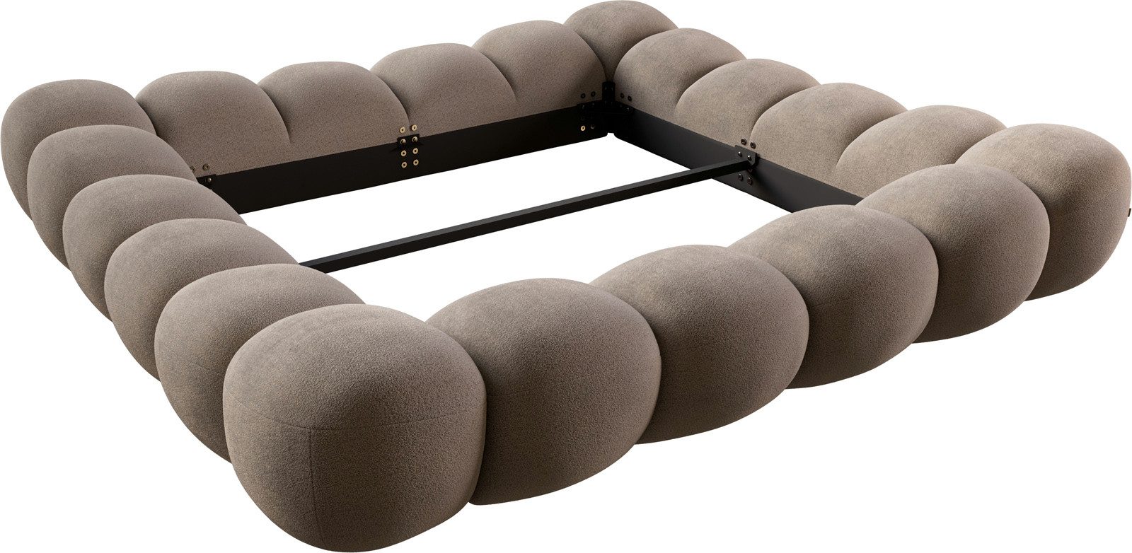 DELIFE Polsterbett Perlla, Strukturstoff Soft Taupe 180x200 cm