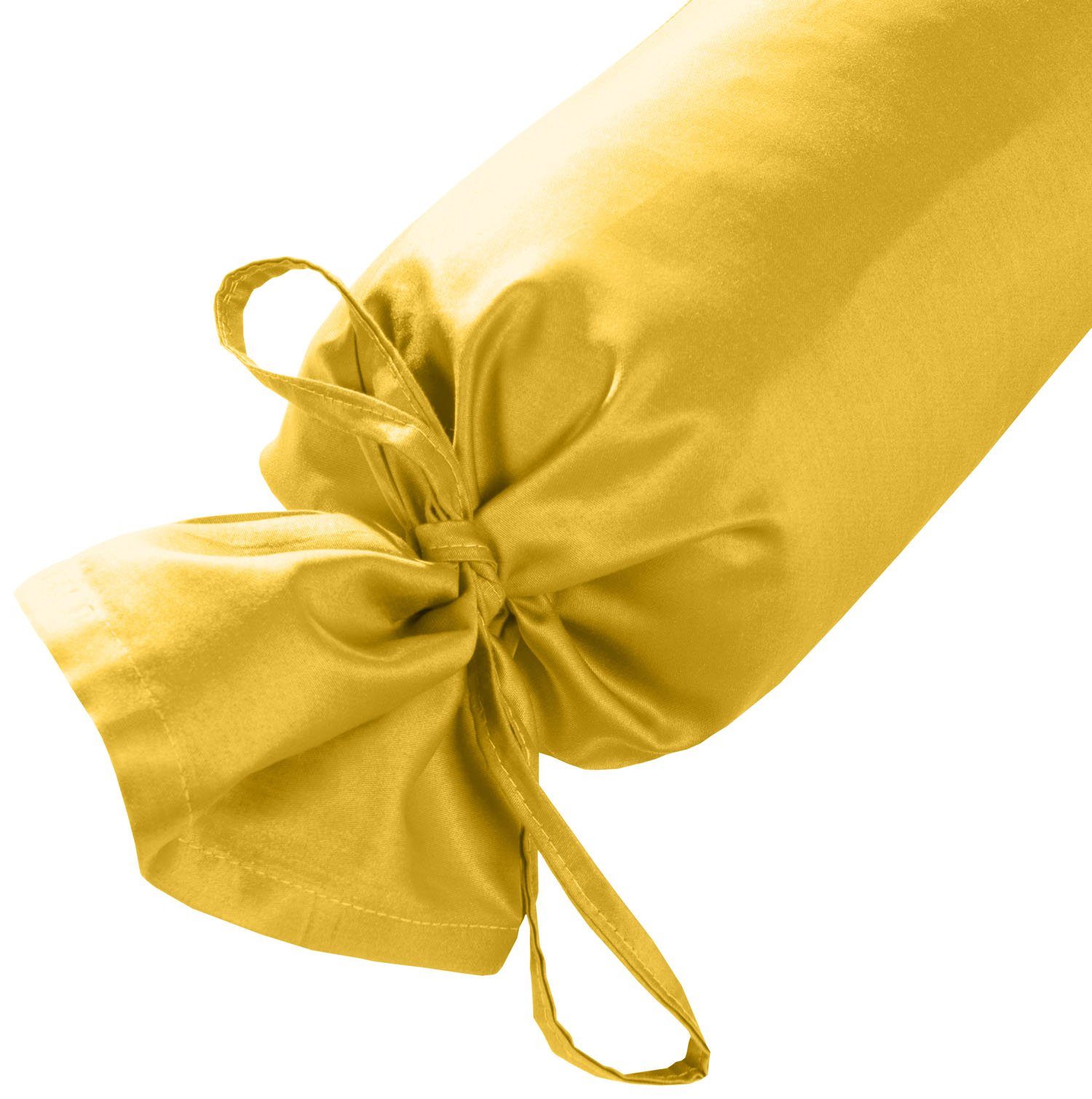 Nackenrollenbezug Mako Satin uni (1 15x40 BETTWAESCHE-MIT-STIL Bezug einfarbig, Gelb Nackenrollen Stück)