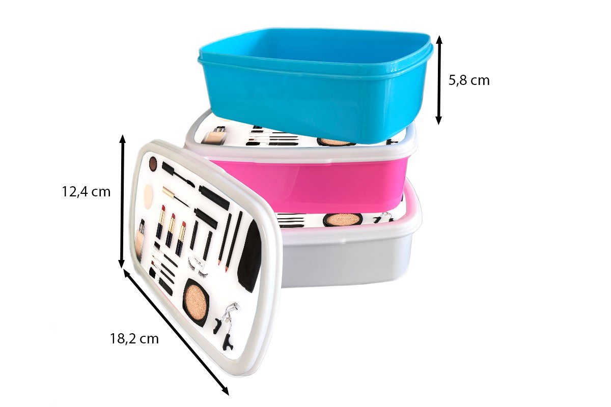 Brotdose, Lunchbox für (2-tlg), Kunststoff, weiß MuchoWow und Schminkset, und Erwachsene, Jungs für Kinder Mädchen Brotbox
