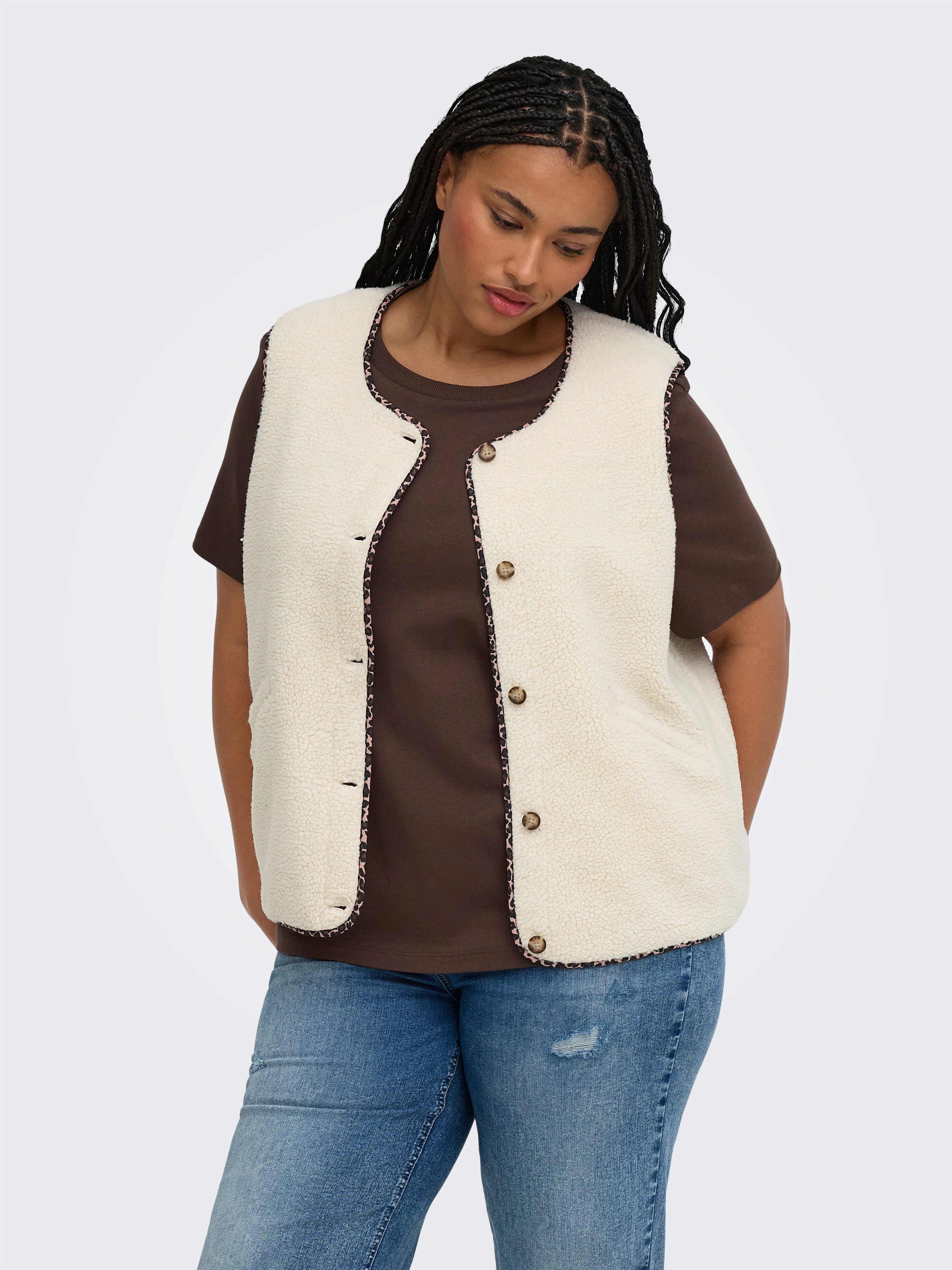 ONLY CARMAKOMA Plüschweste CARBABY TEDDY VEST PNT Kunstfaser