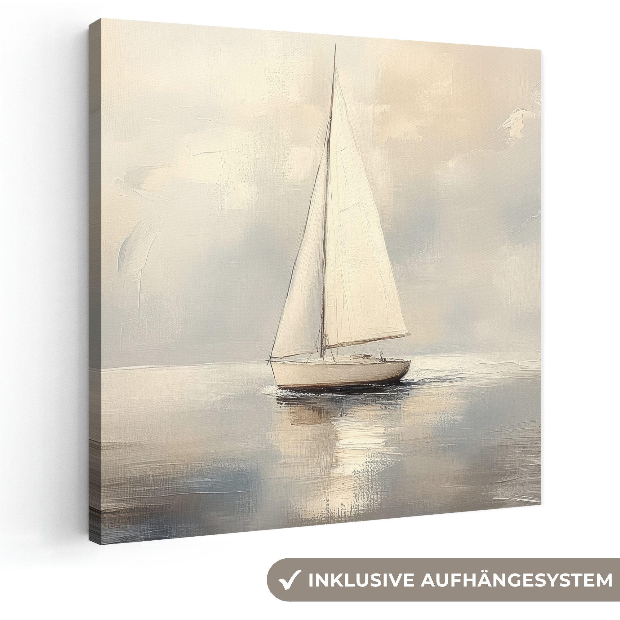 OneMillionCanvasses® Leinwandbild Segelschiff - Meer - Bewölkt, Fotodruck (1 St), Wandbild, Deko Schlafzimmer Wohnzimmer Flur 20x20 cm