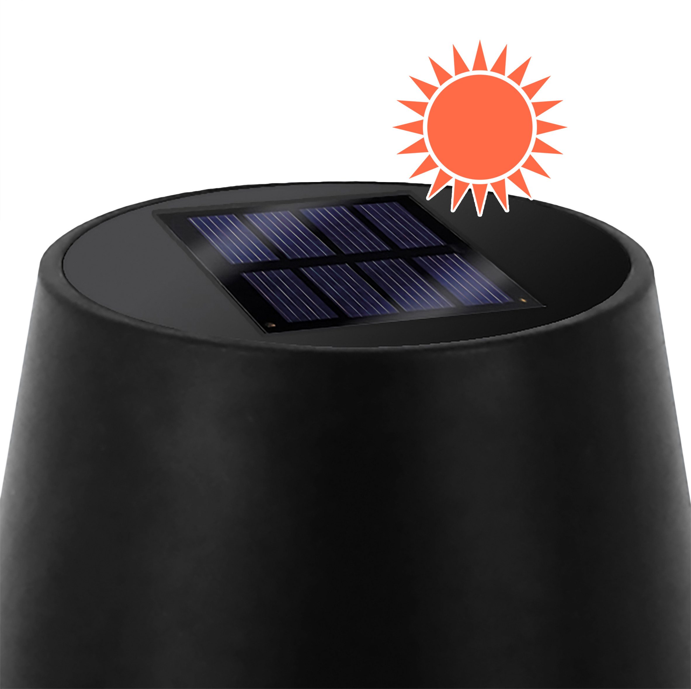 Spetebo LED Solarleuchte LED Solar Akku Touch Leuchte warm weiß - 26 x 11 cm, 3 Helligkeits Stufen / Dimmbar / Touch, LED fest integriert, warmweiß, Garten Kunststoff Tischlampe in schwarz