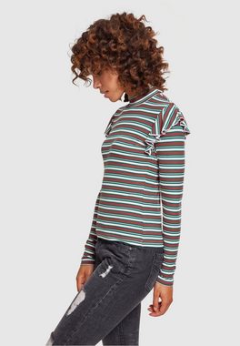 URBAN CLASSICS T-Shirt Urban Classics Damen Ladies Rib Striped Volant Turtleneck L/S (1-tlg)