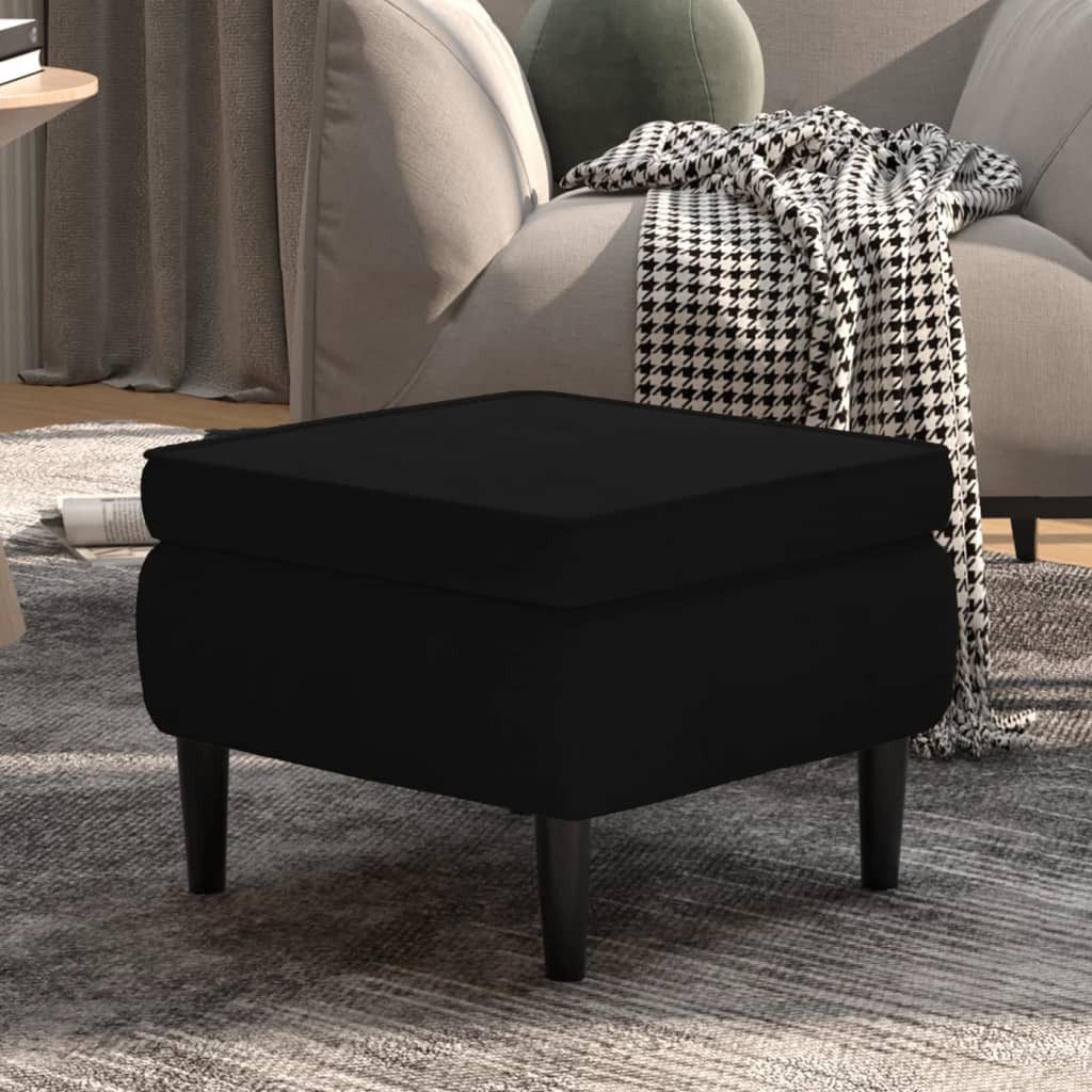 vidaXL Fußhocker NA Hocker gepolstert mit Holzbeinen Schwarz Samt 55x55x42cm