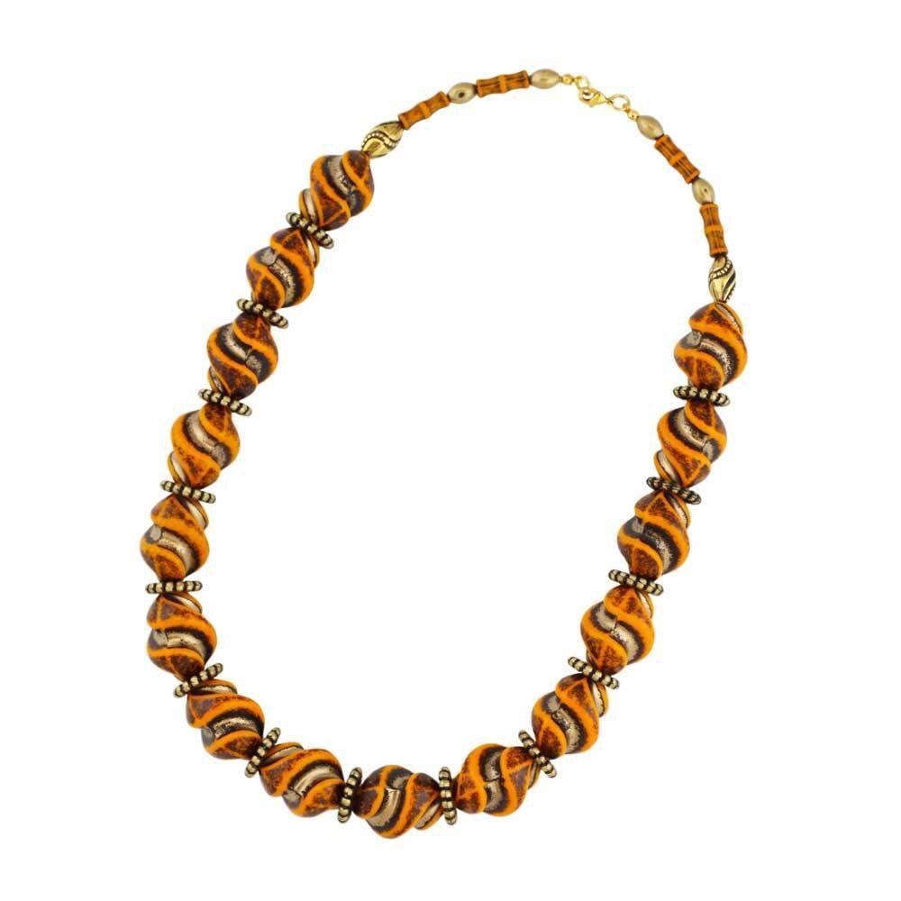 Gallay Perlenkette 24x19mm Schraubenperle orange-altgold Kunststoff 51cm (1-tlg)