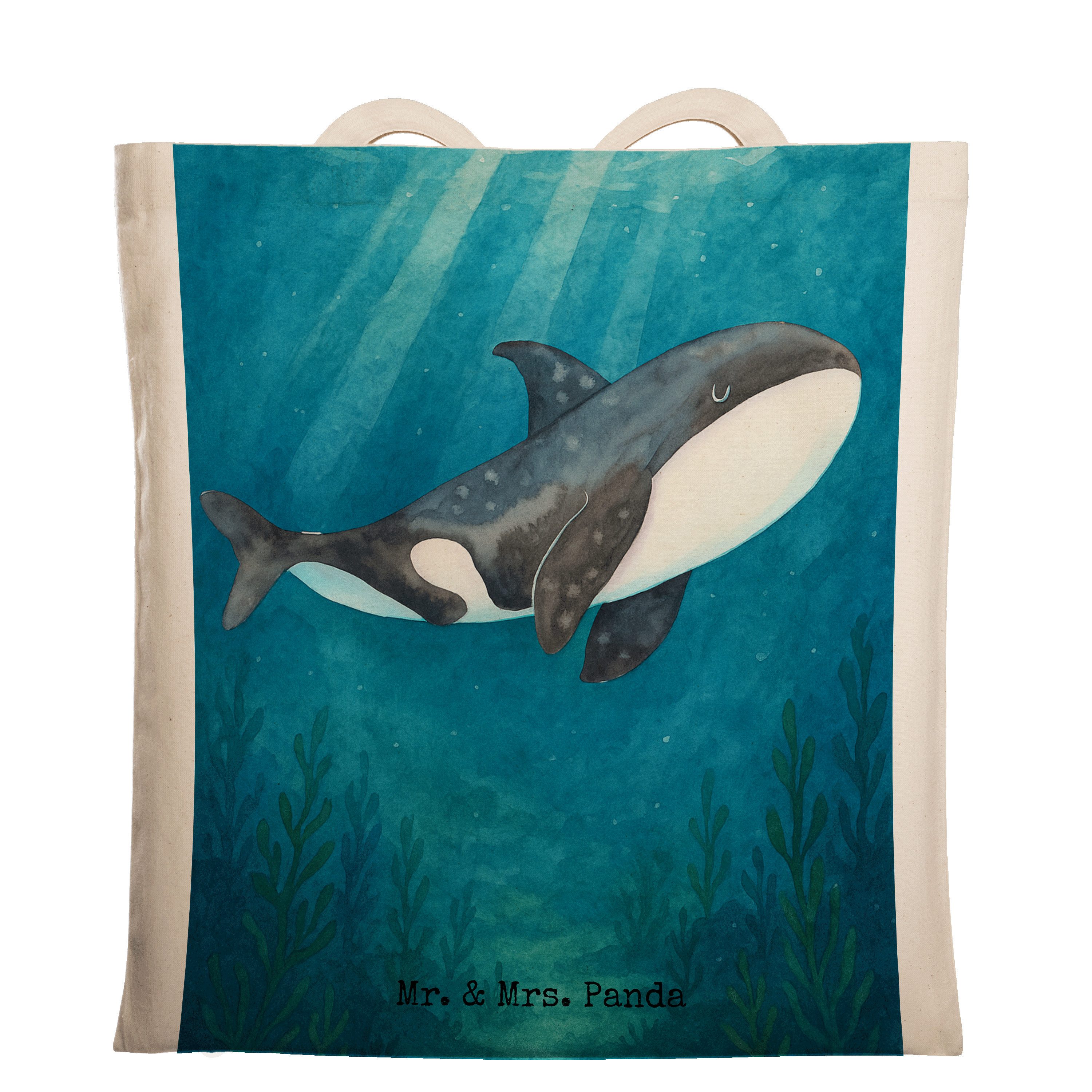 Mr. & Mrs. Panda Tragetasche Orca Design, Jutebeutel, Weiß, Schultasche, Laptoptasche, totebag, Me (Packung), Stoffbeutel Möglichkeiten Alltagstasche