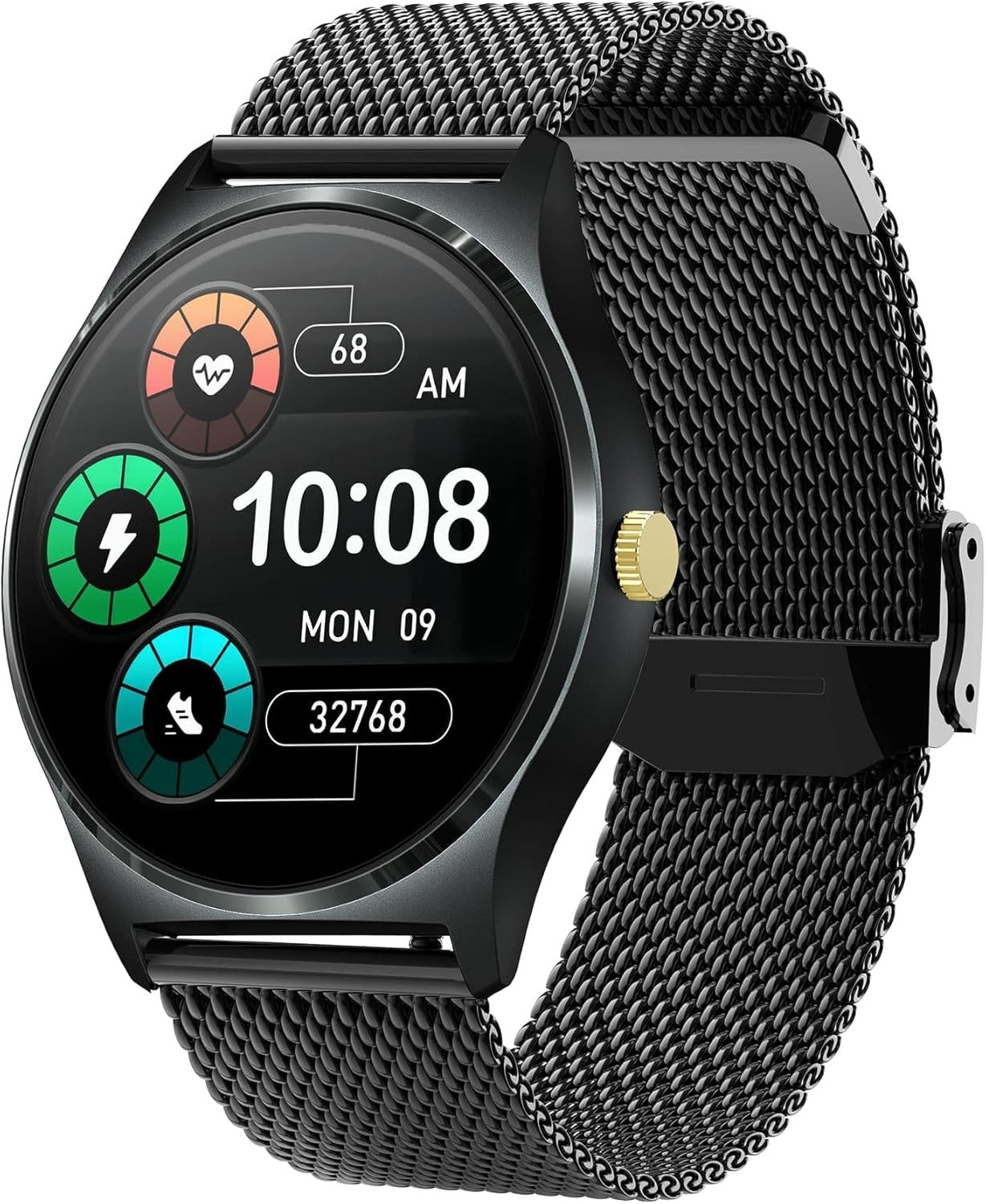 XCOAST 570409 Smartwatch (3,3 cm, android ios), Smartwatch mit 7 Tagen Akkulaufzeit, AMOLED Display