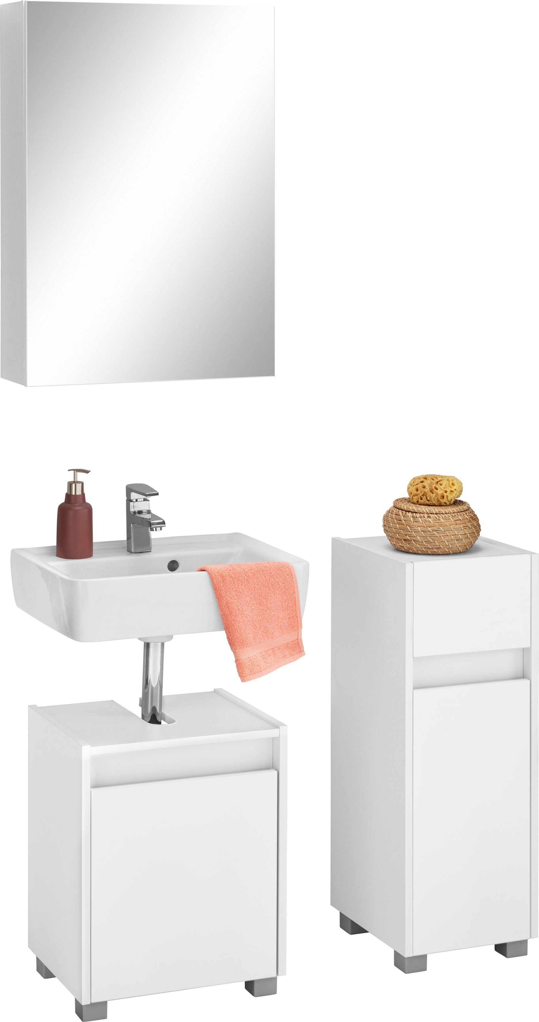 INOSIGN Badmöbel-Set List, (3-St), Unterschrank, Waschbeckenunterschrank,  Spiegelschrank