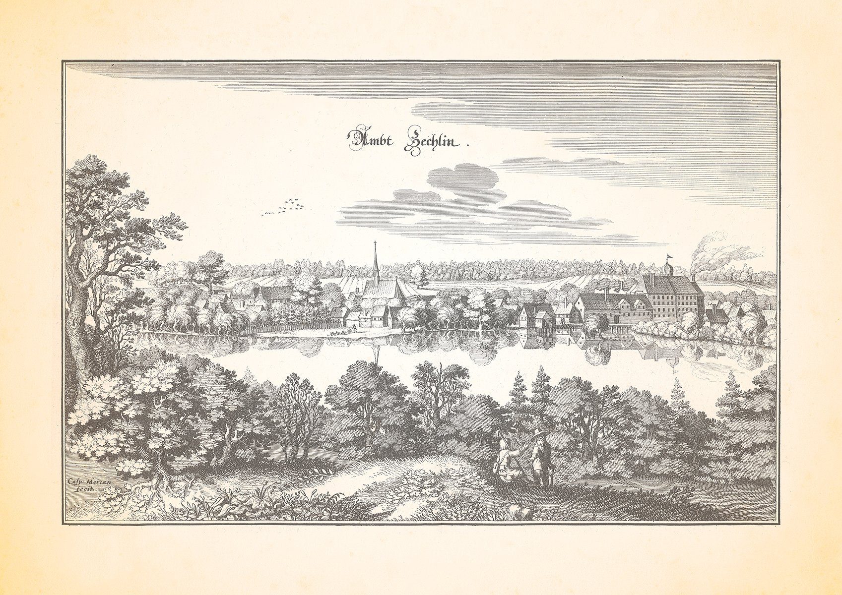 Kunstdruck Zechlin Rheinsberg Brandenburg Hohenzollern Jagdschloss Kupferstich Me